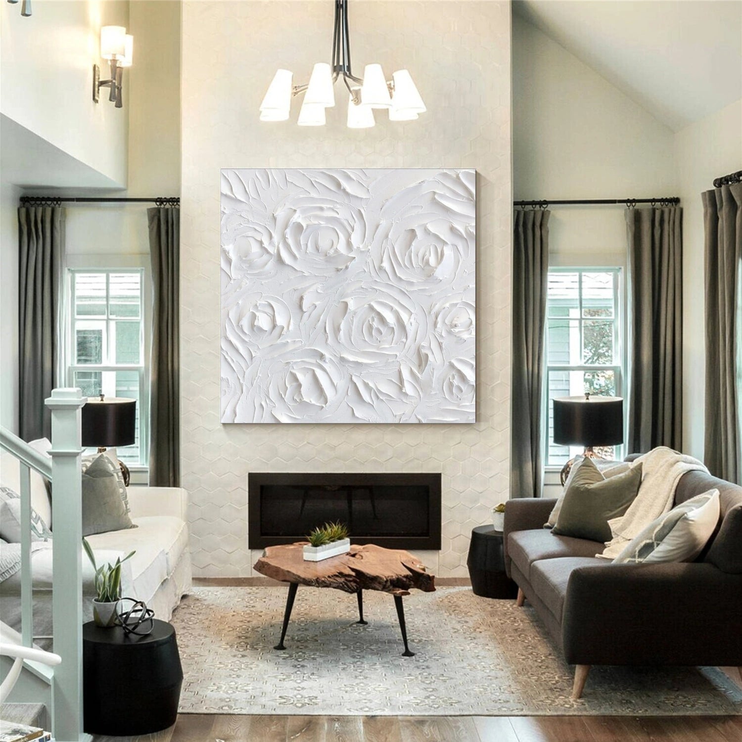 White Minimalistic Textured Art #MM235
