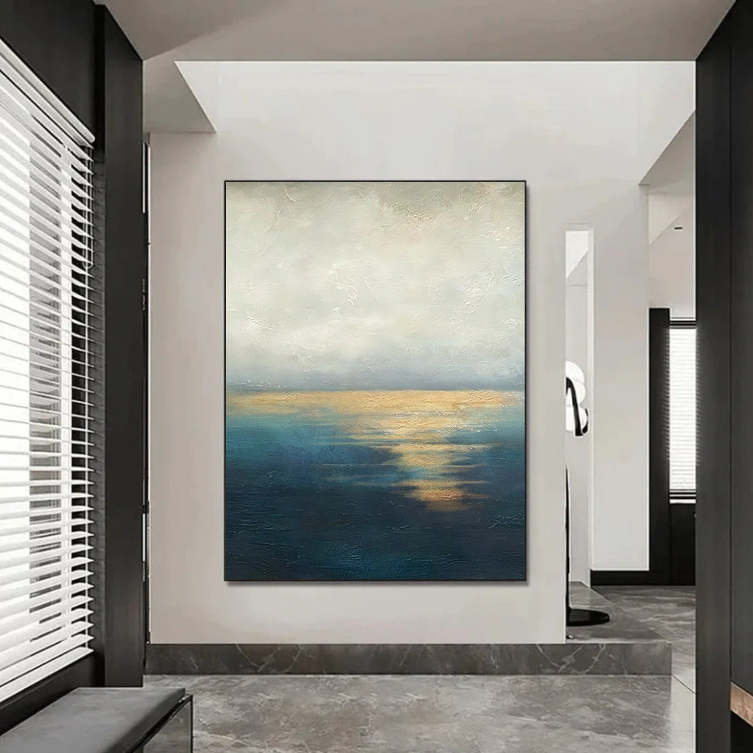 Blue and Gold Abstract Canvas Art #WS903