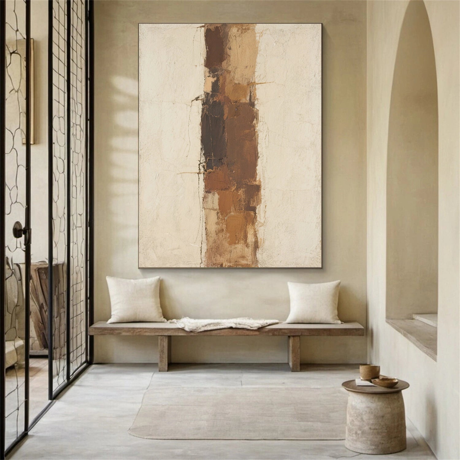 Beige and Brown Abstract Canvas Art #WS761