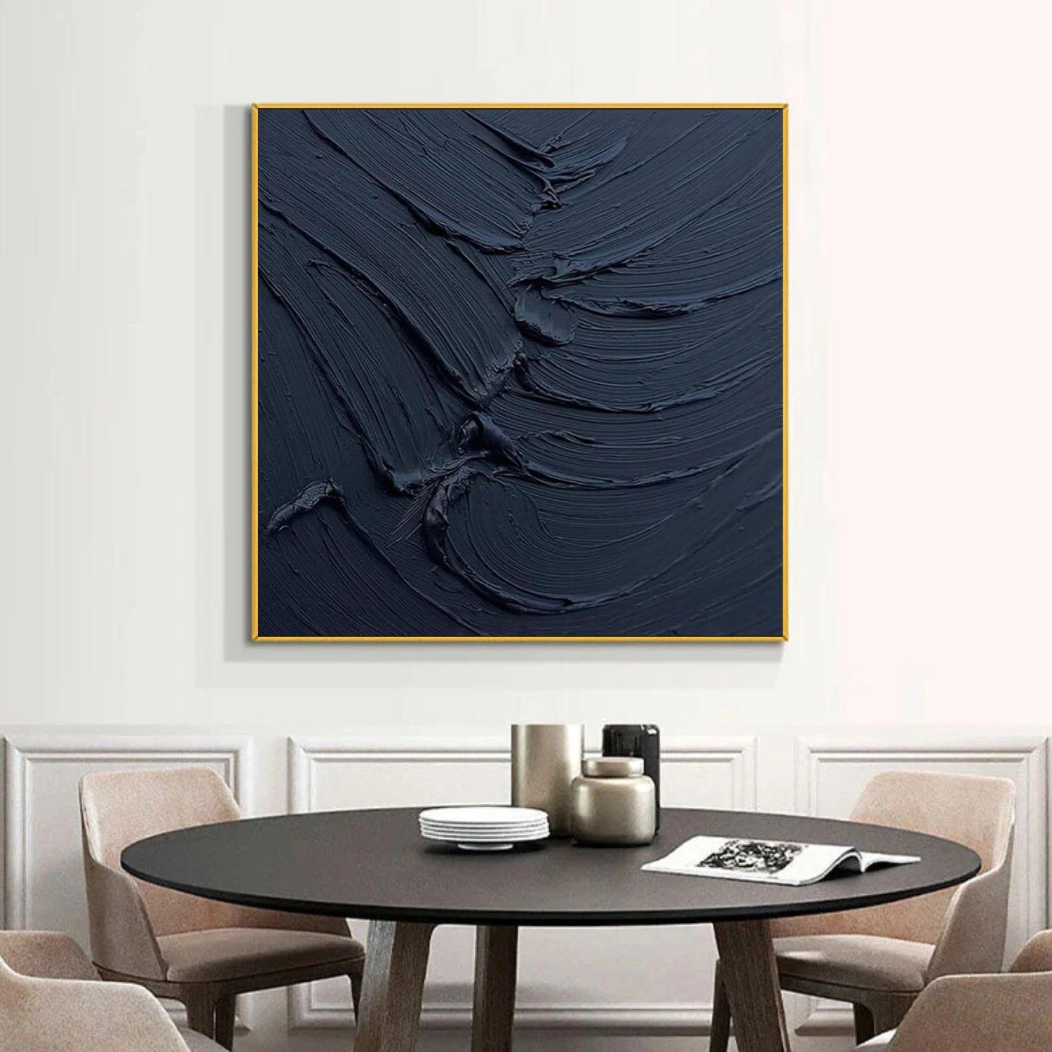 Black Minimalist Textured Canvas Art #MZ120