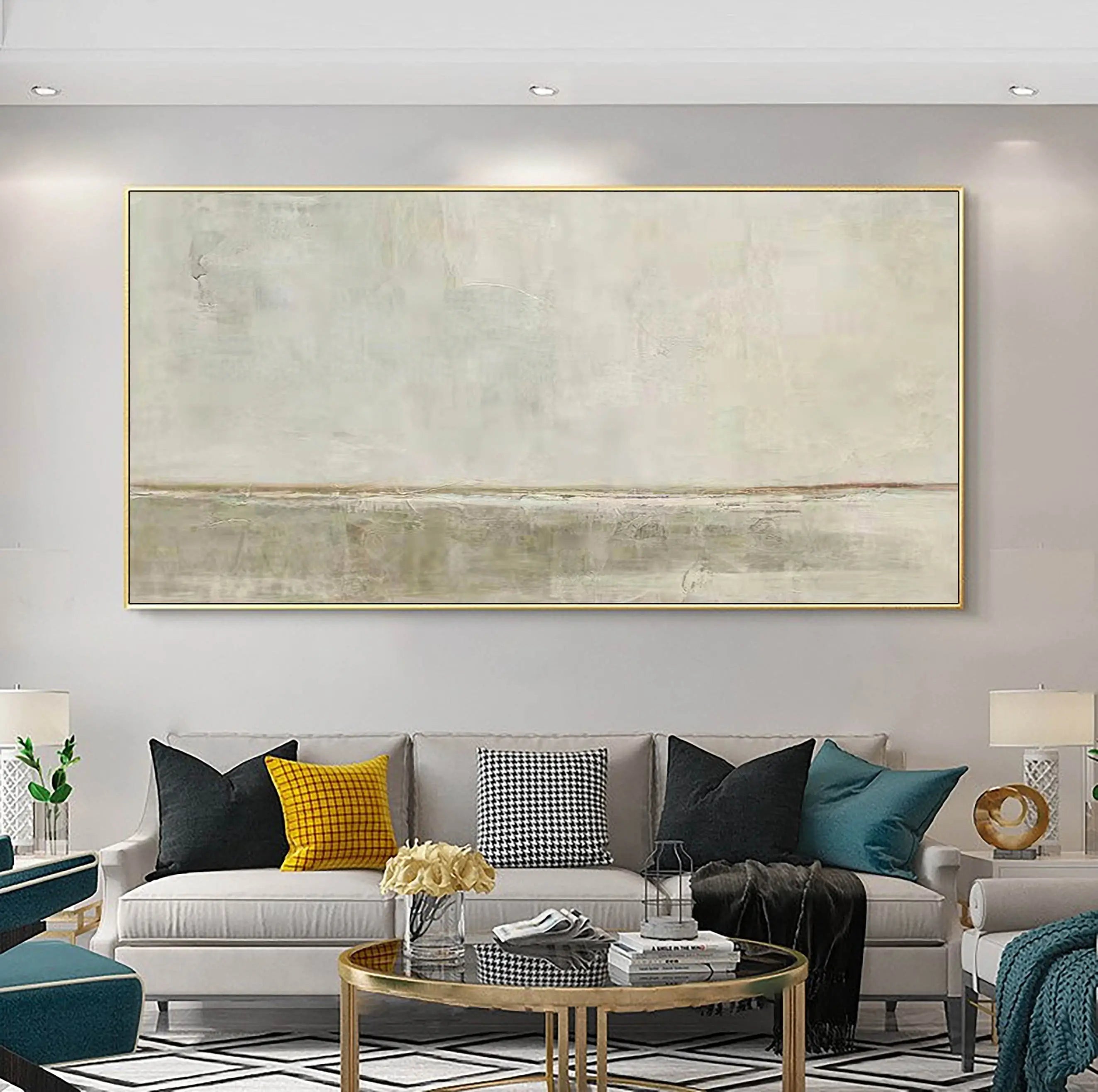 Original Beige Minimalistic Large Painting on Canvas Wall Artwork