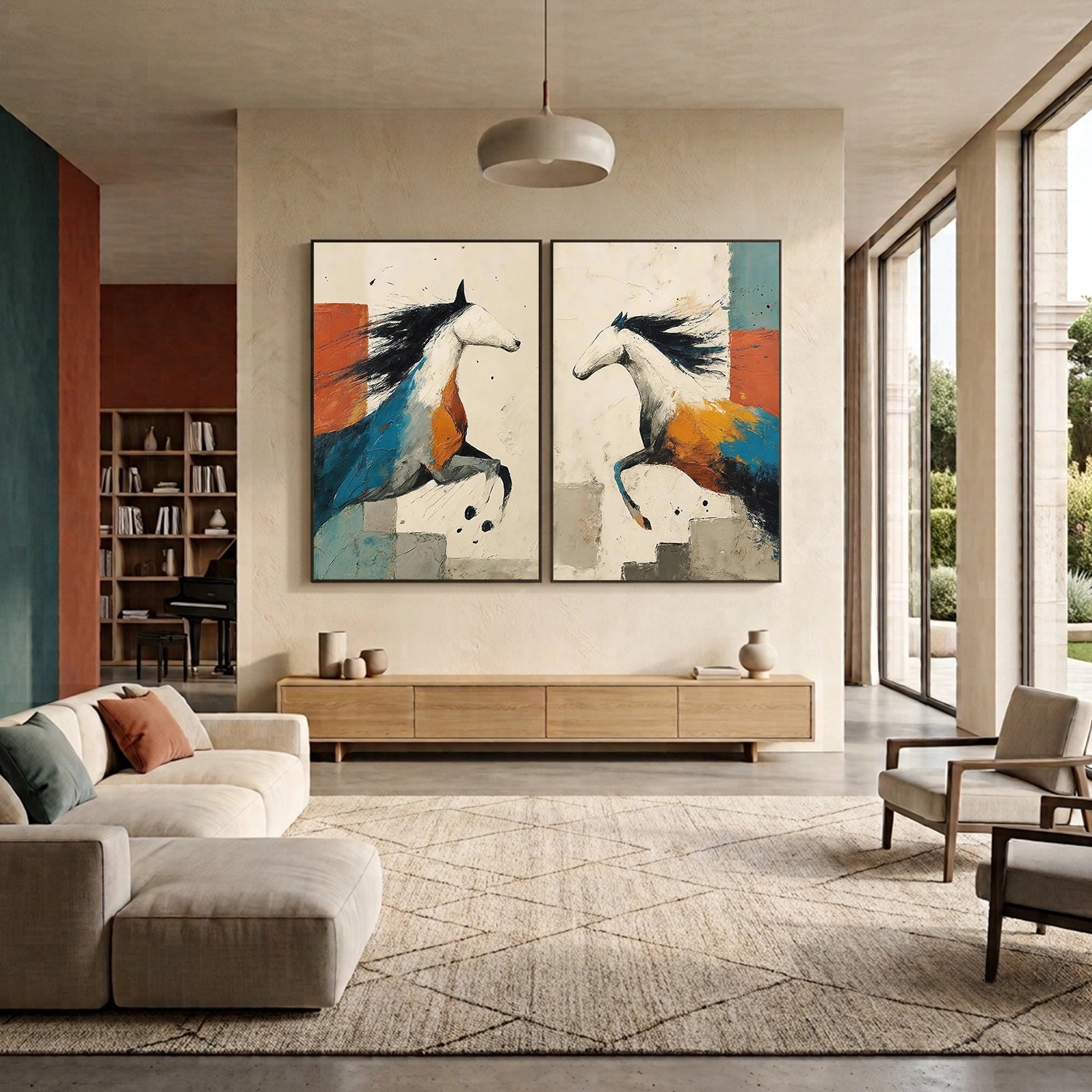 Abstract Animal Horse Wall Art Set of 2 #AL214