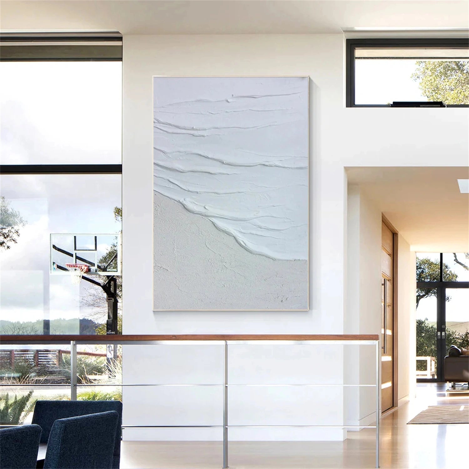 White Minimalist Textured Canvas Art #MM258
