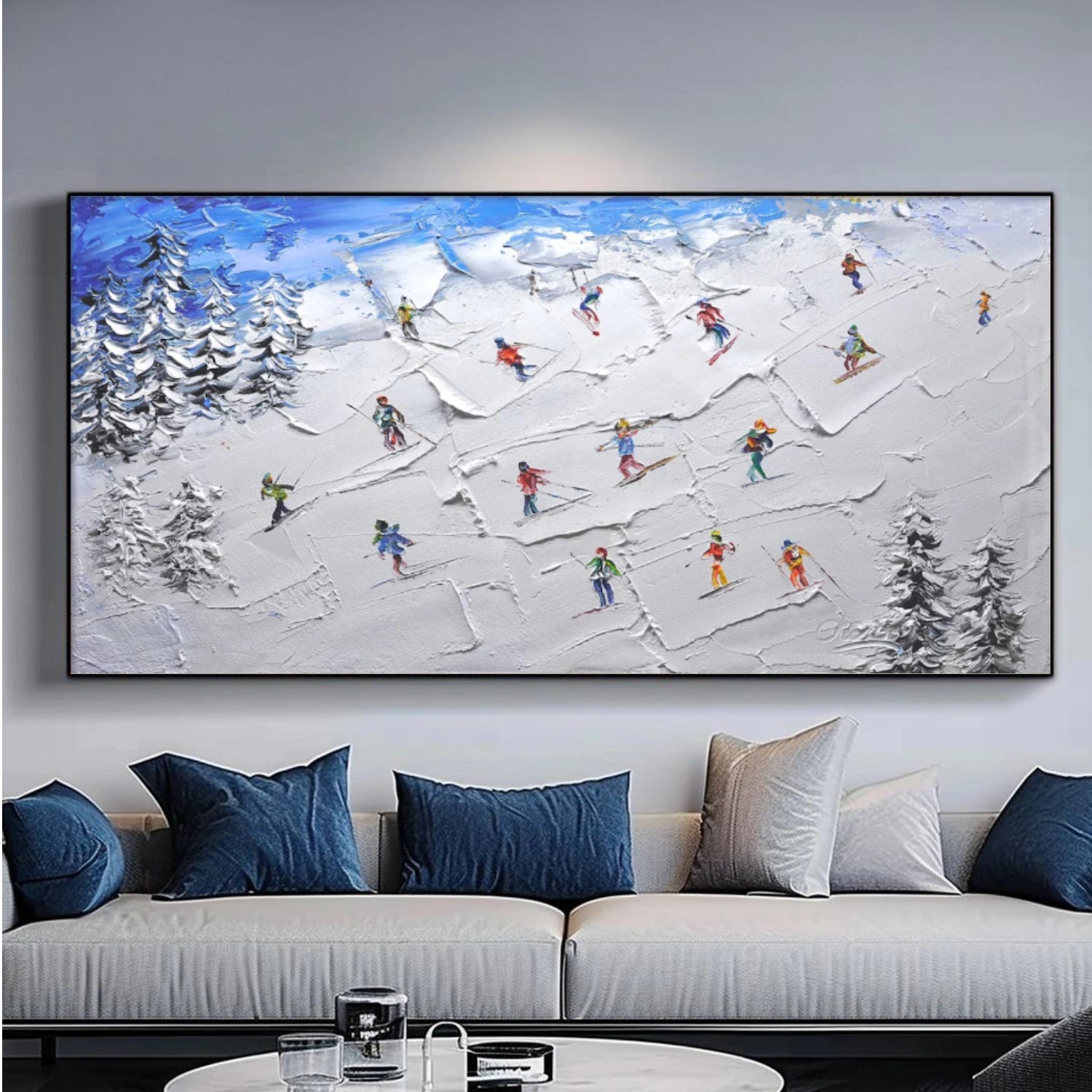 Skiing Sport Textured Wall Art #SA048
