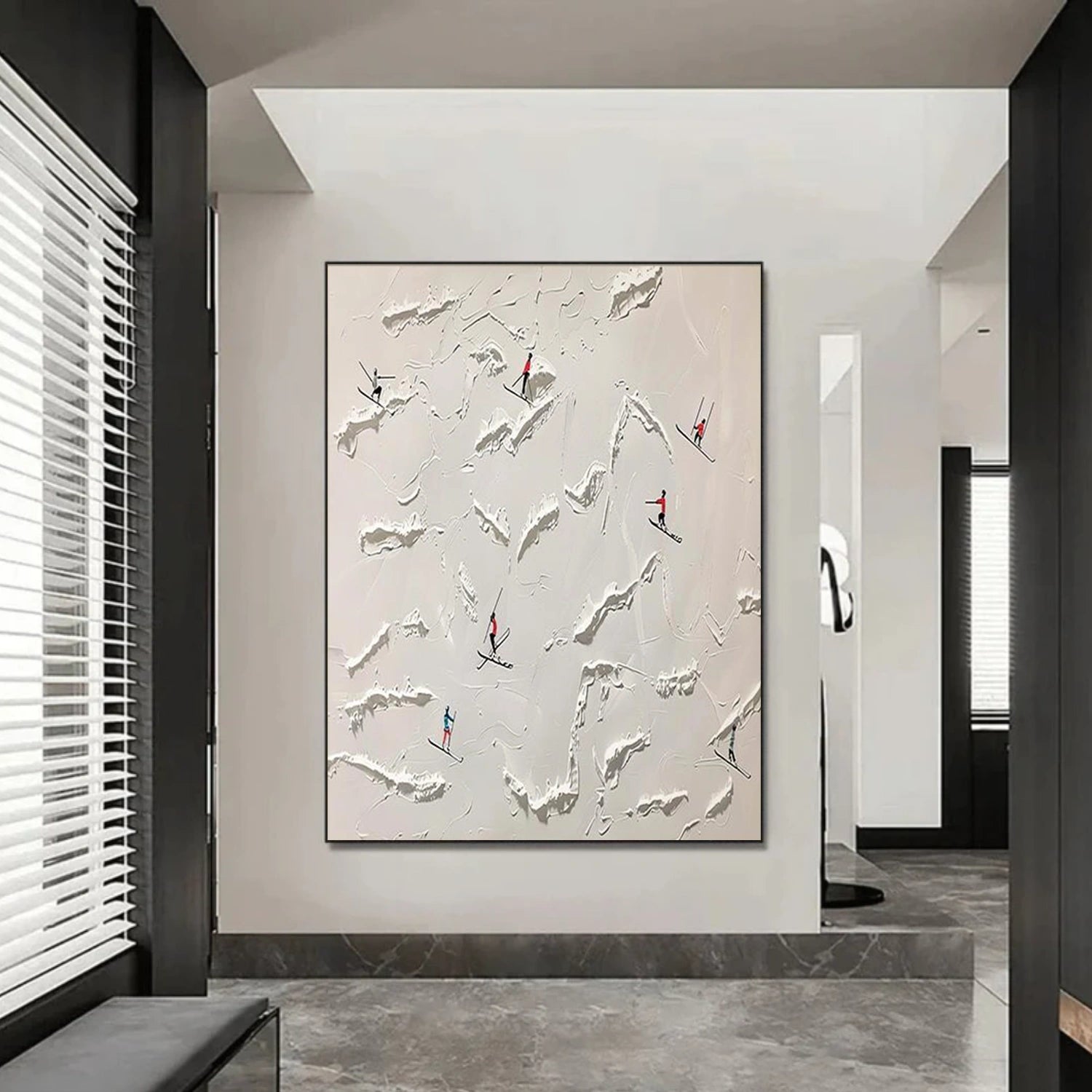 Skiing Sport Textured Wall Art #SA065