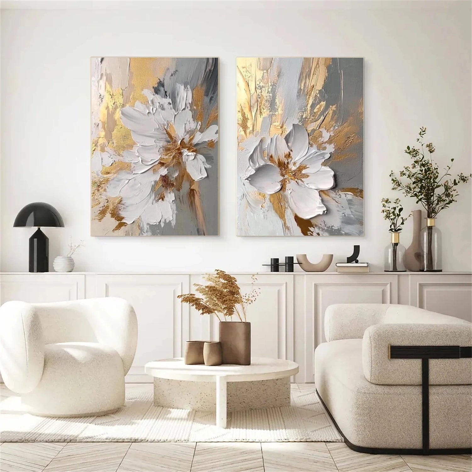 Flower & Tree Abstract Wall Art Set of 2 #ML201