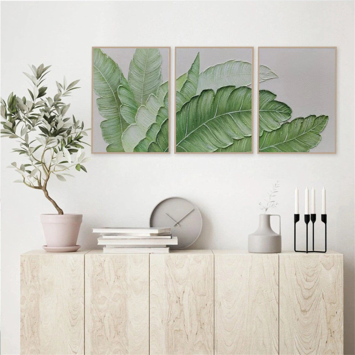 Flower & Tree Abstract Textured Wall Art Set of 3 #ML152