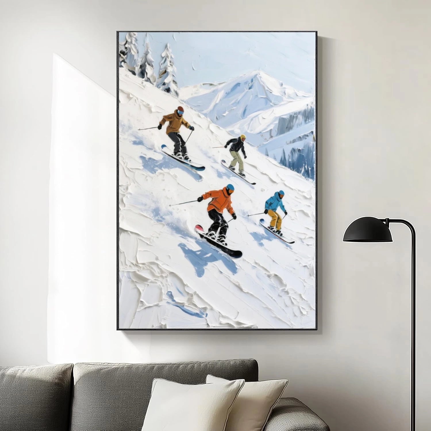 Skiing Sport Textured Wall Art #SA059