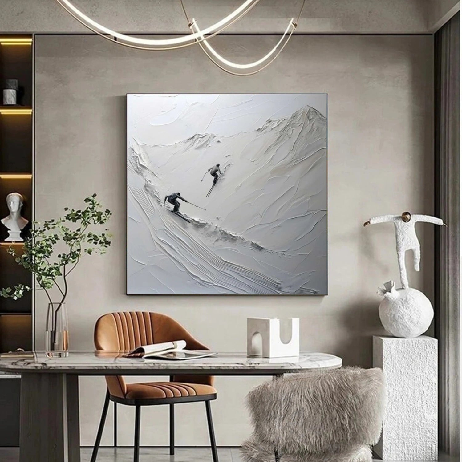 Skiing Sport Textured Wall Art #SA062