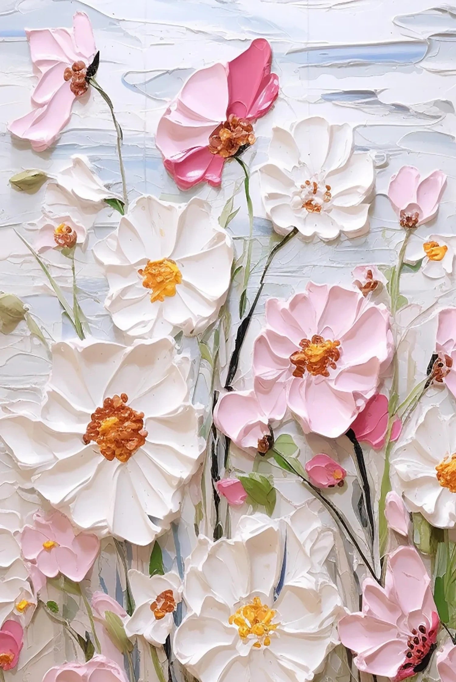 Colorful Flower Abstract Textured Wall Art #ML096
