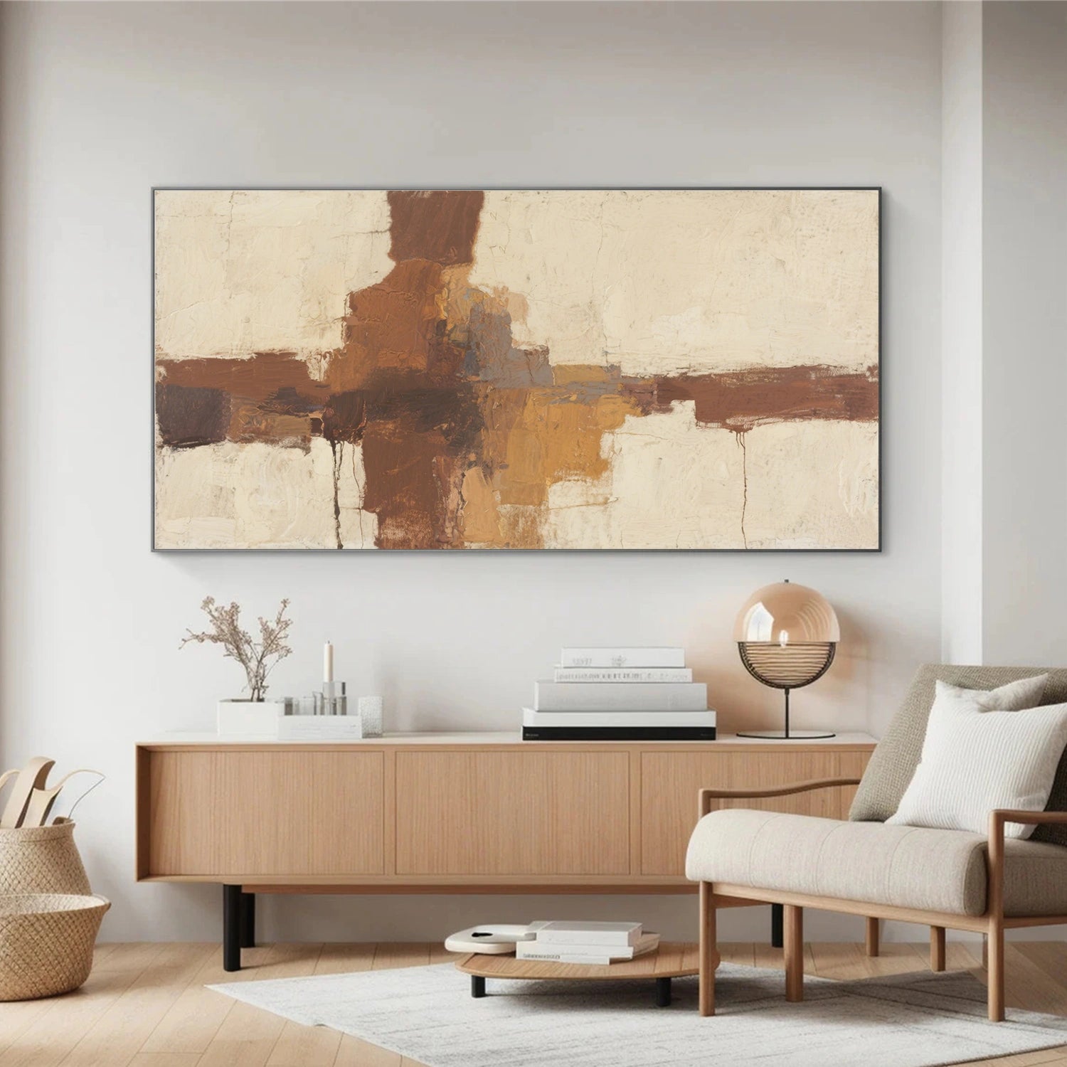 Beige and Brown Abstract Canvas Art #WS758