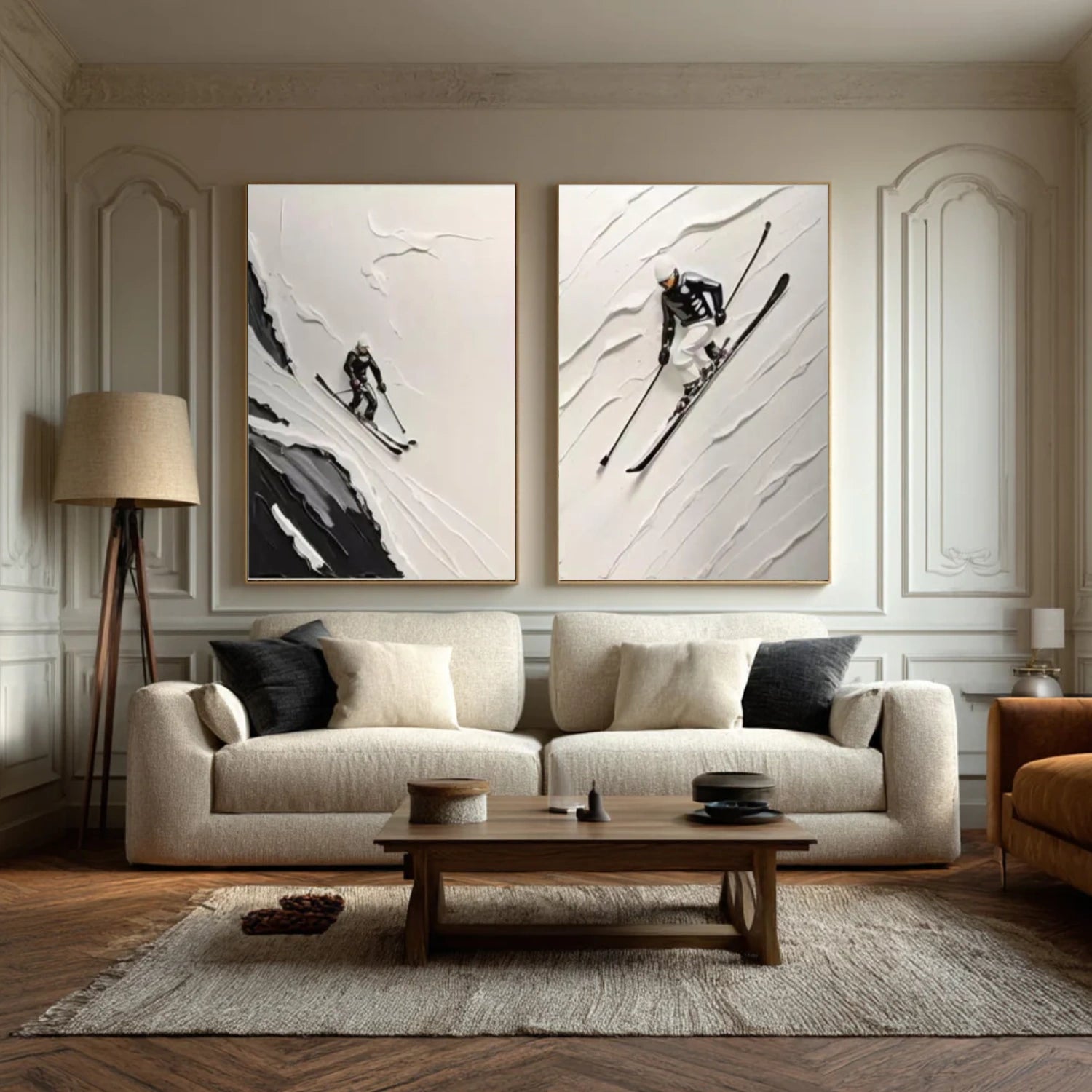 Skiing Sport Textured Wall Art Set of 2 #SA039