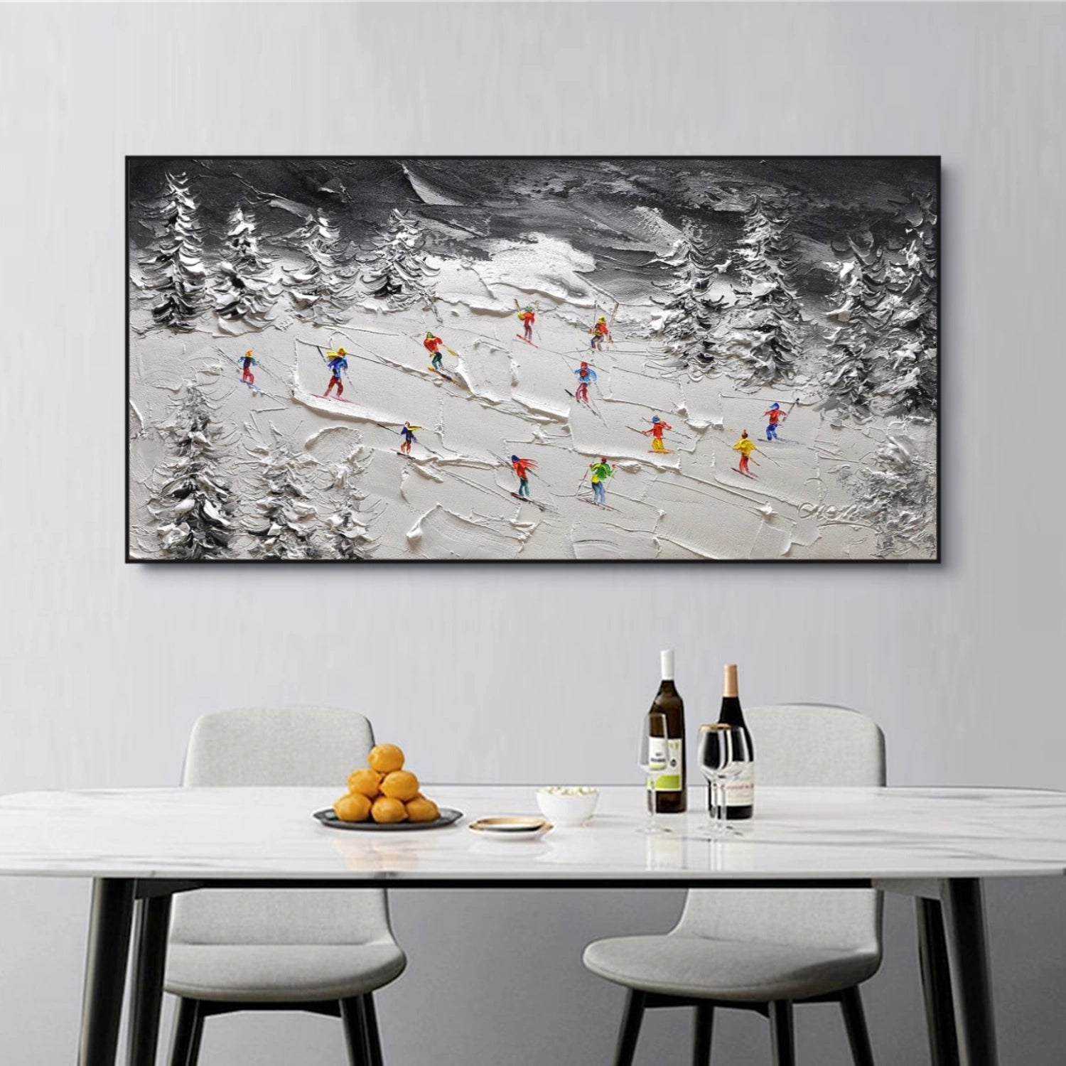 Skiing Sport Textured Wall Art #SA049
