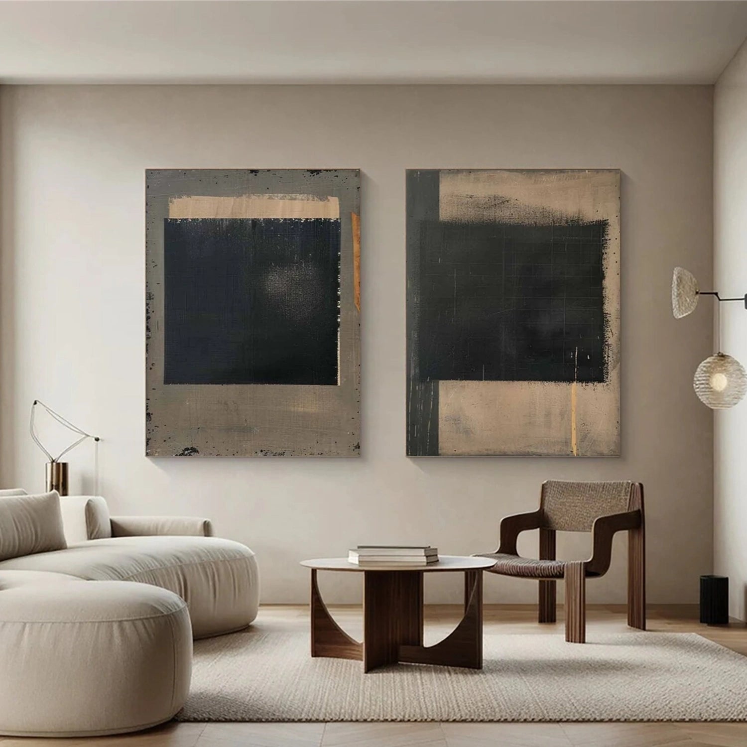 Black and Beige Wabi Sabi Canvas #WS475