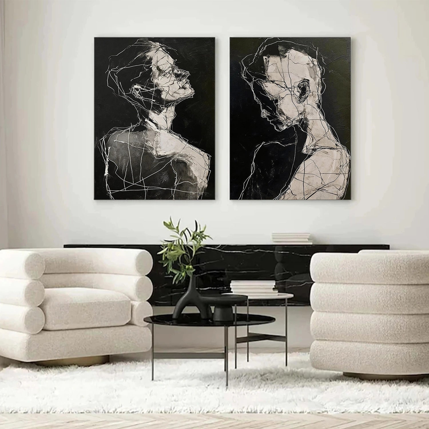 Abstract Portrait Wall Art Set of 2 #AP110
