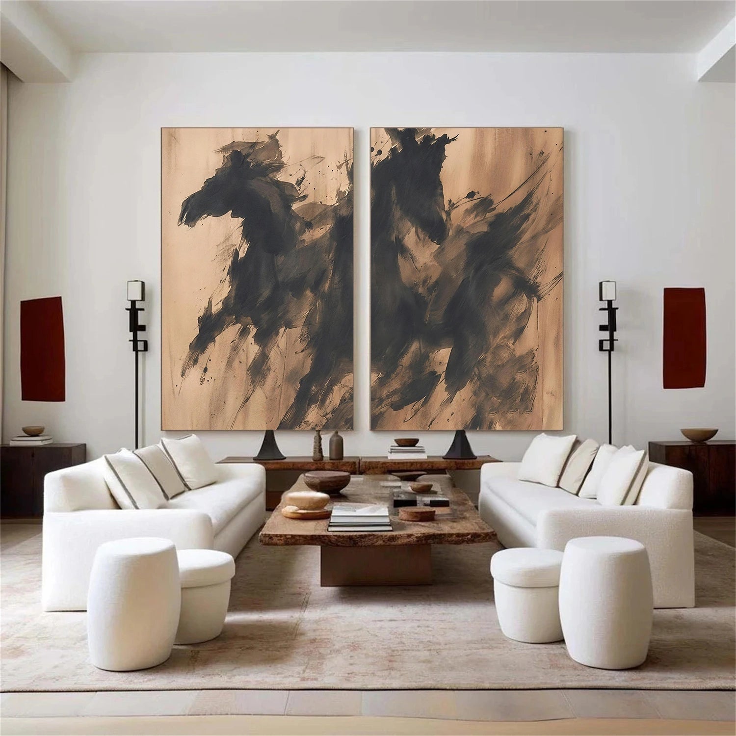 Abstract Animal Horse Wall Art Set of 2 #AL177