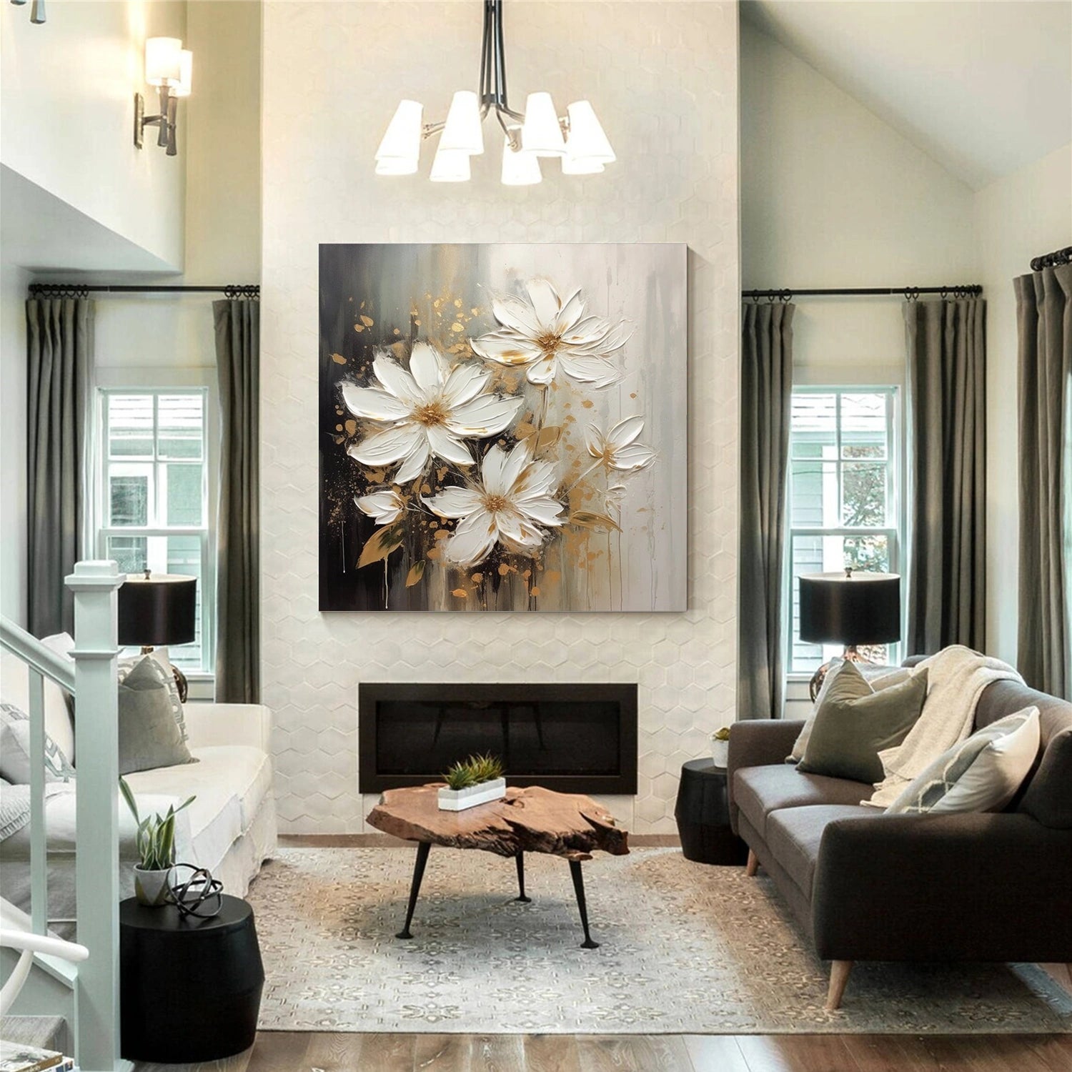 Flower & Tree Abstract Textured Wall Art #ML107
