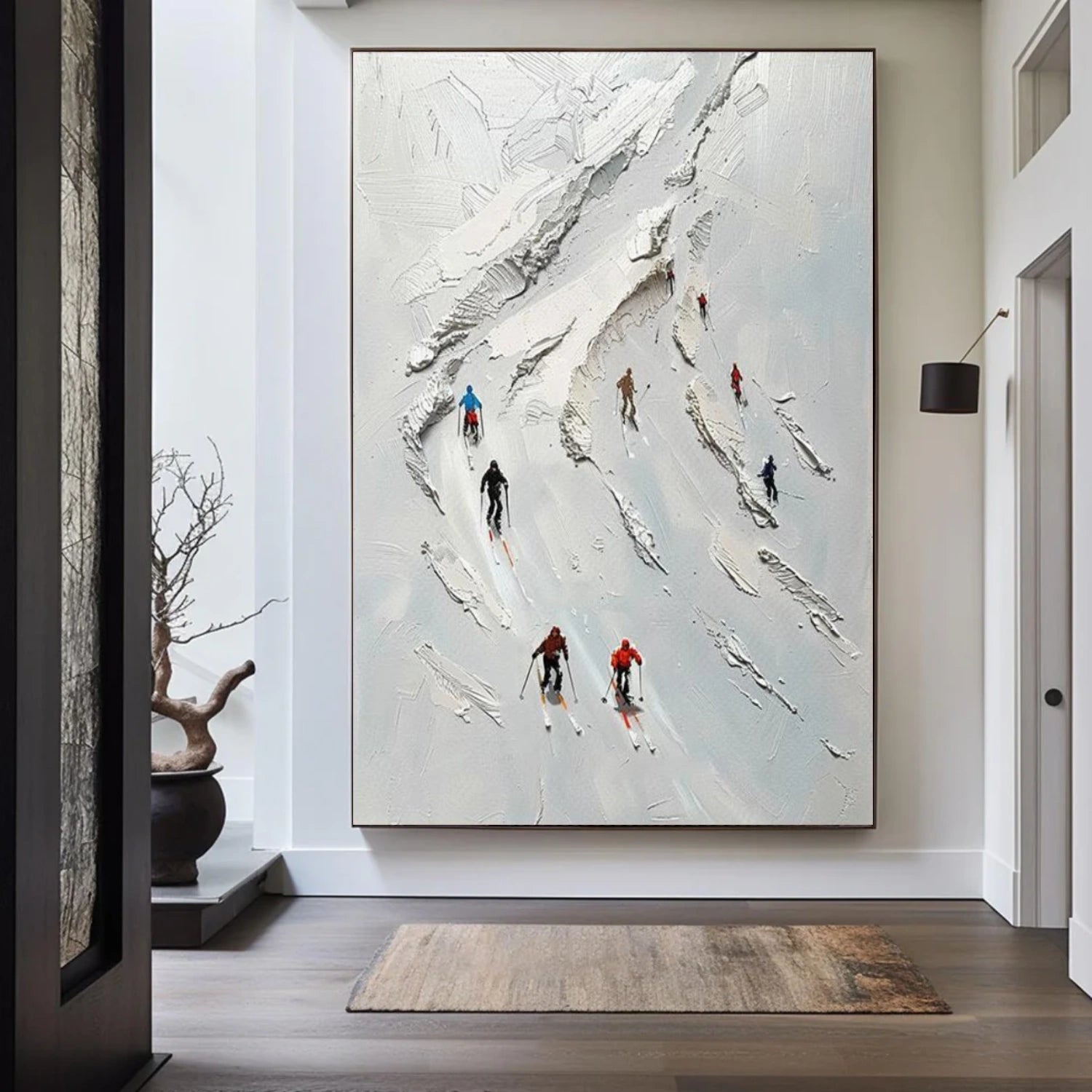 Skiing Sport Textured Wall Art #SA056