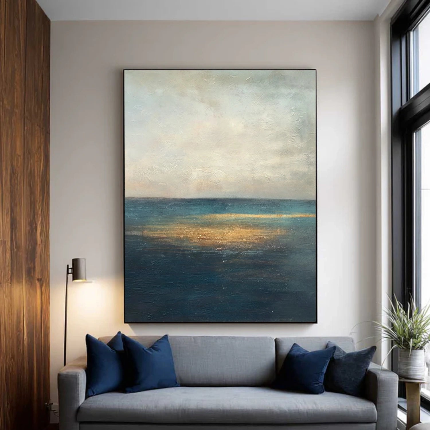 Blue and Gold Abstract Canvas Art #WS902