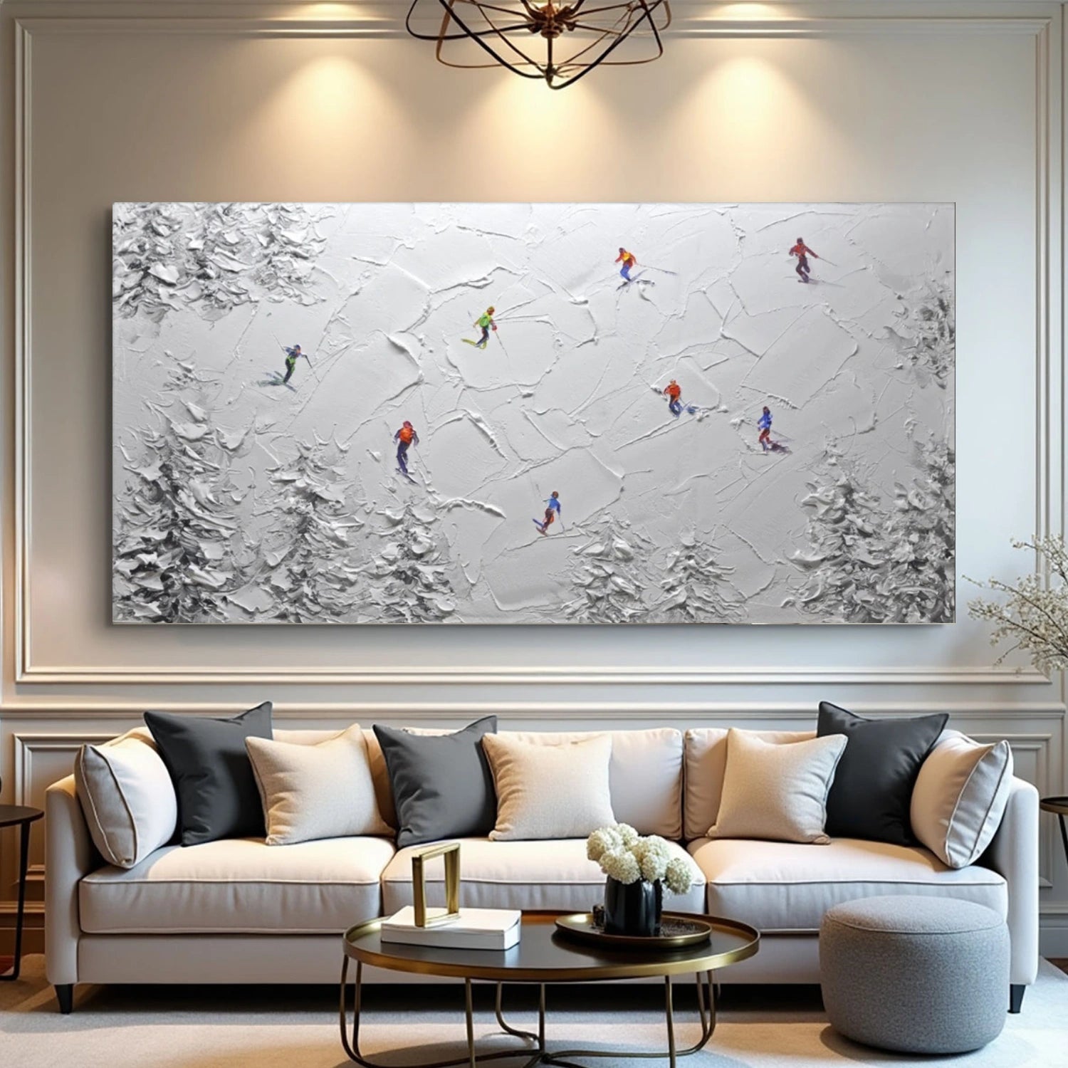 Skiing Sport Textured Wall Art #SA047