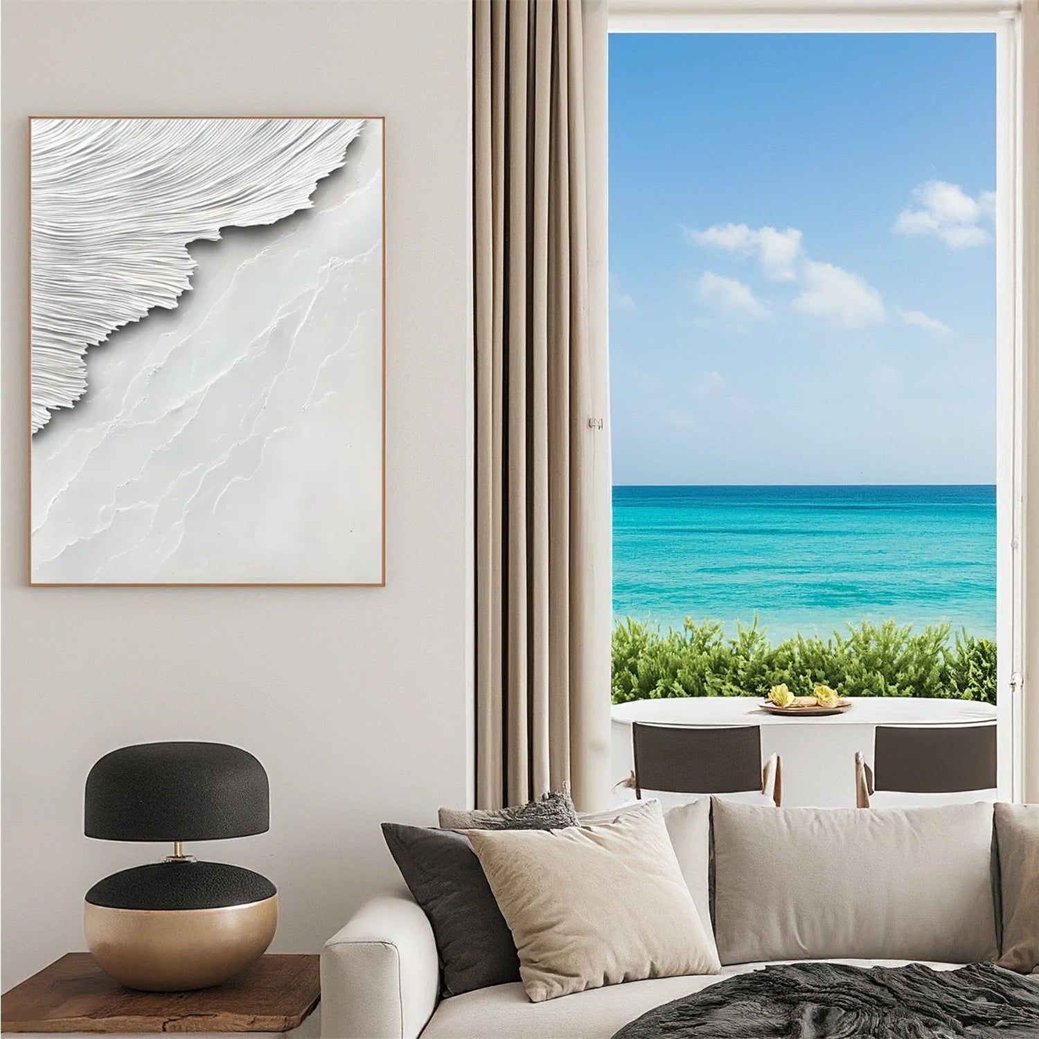 White Minimalist Textured Canvas Art #MM268