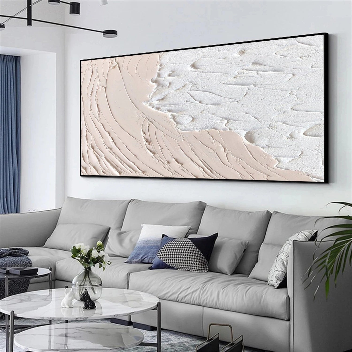 White and Beige Minimalistic Textured Art #MM233
