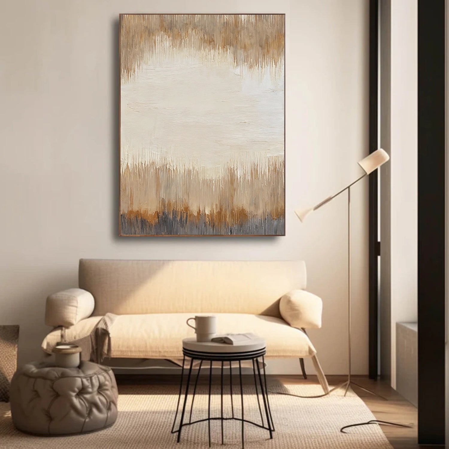 Beige and Brown Abstract Canvas Art #WS895