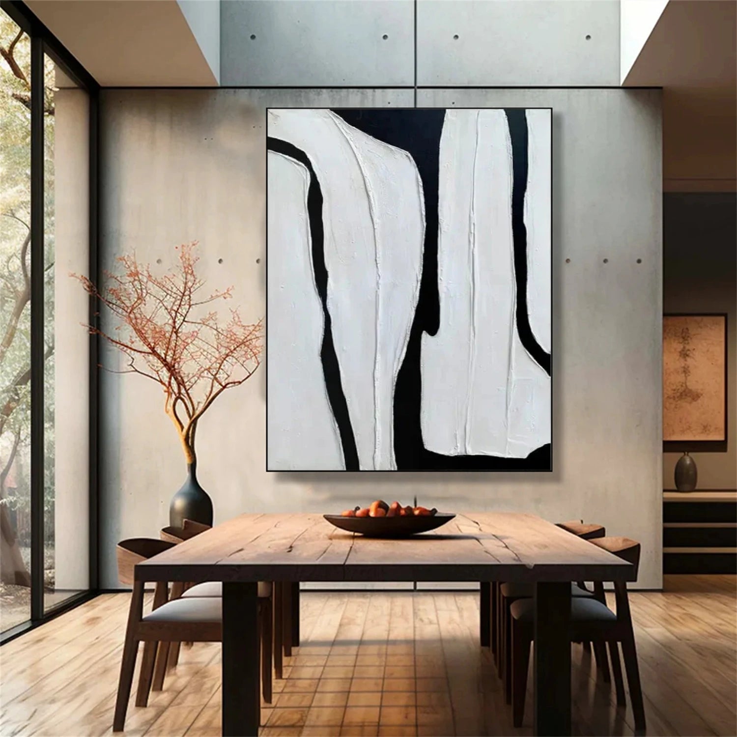 Black and White Minimalist Textured Canvas Art #MZ114