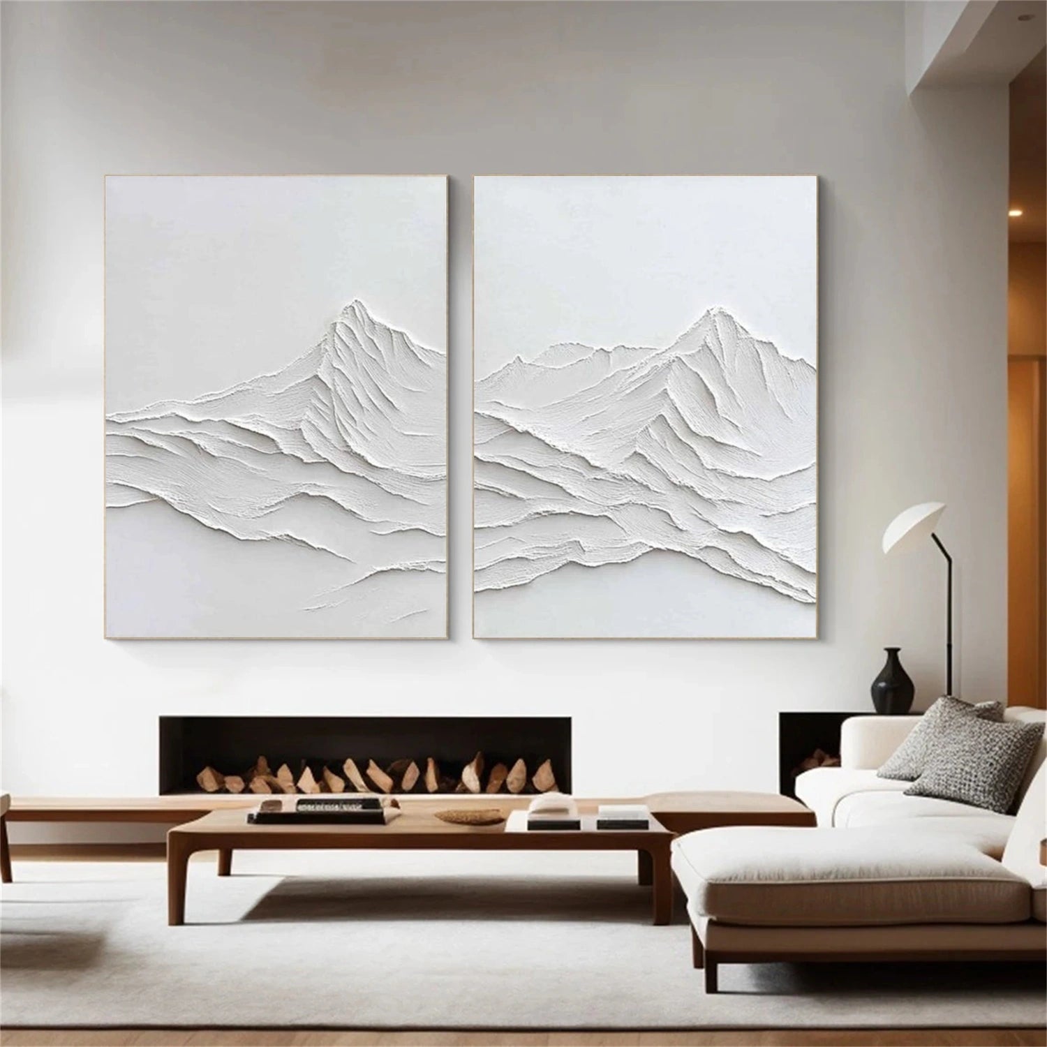 Minimalist Mountain Textured Canvas Art Set of 2 #MM349