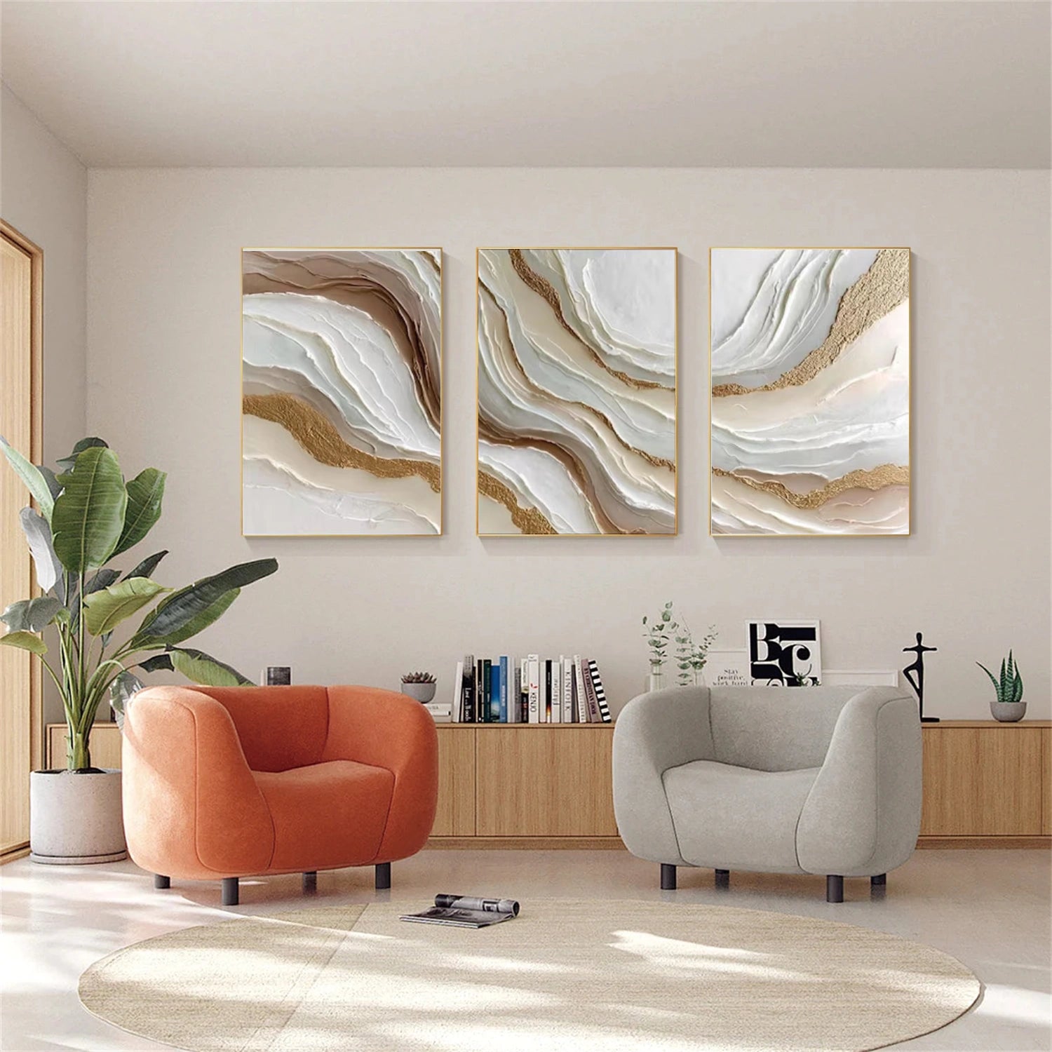 Abstract Textured Canvas Art Set of 3 #WS882