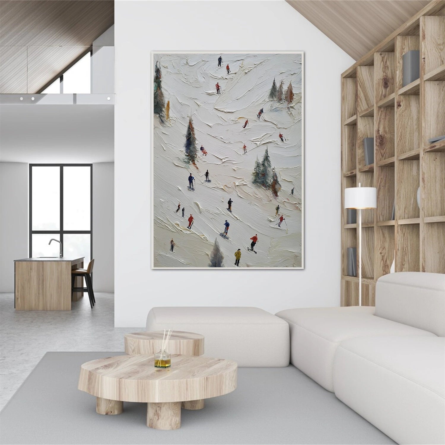 Skiing Sport Textured Wall Art #SA063