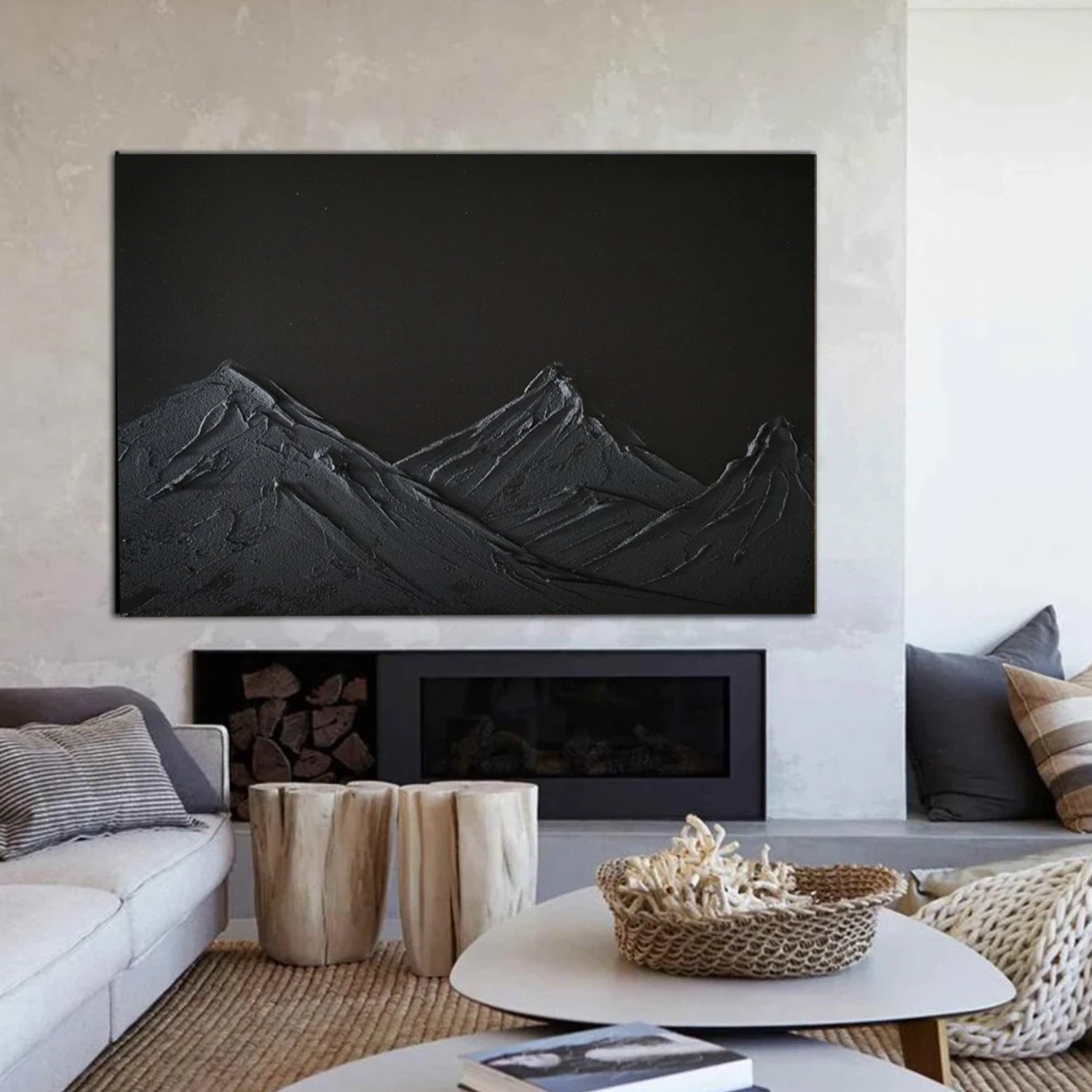 Minimalist Mountain Textured Canvas Art #MM360