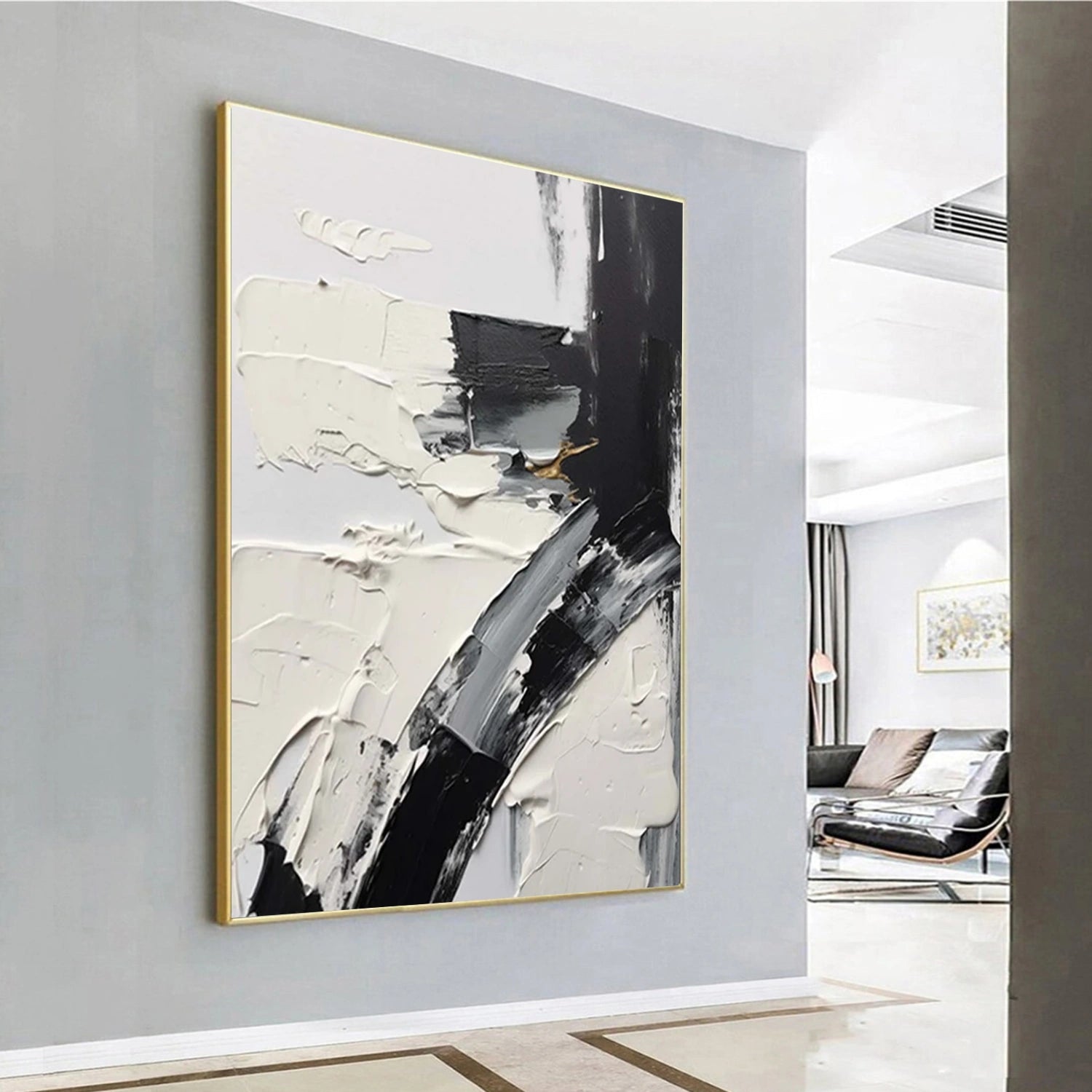 White and Black Minimalistic Textured Art #MM244