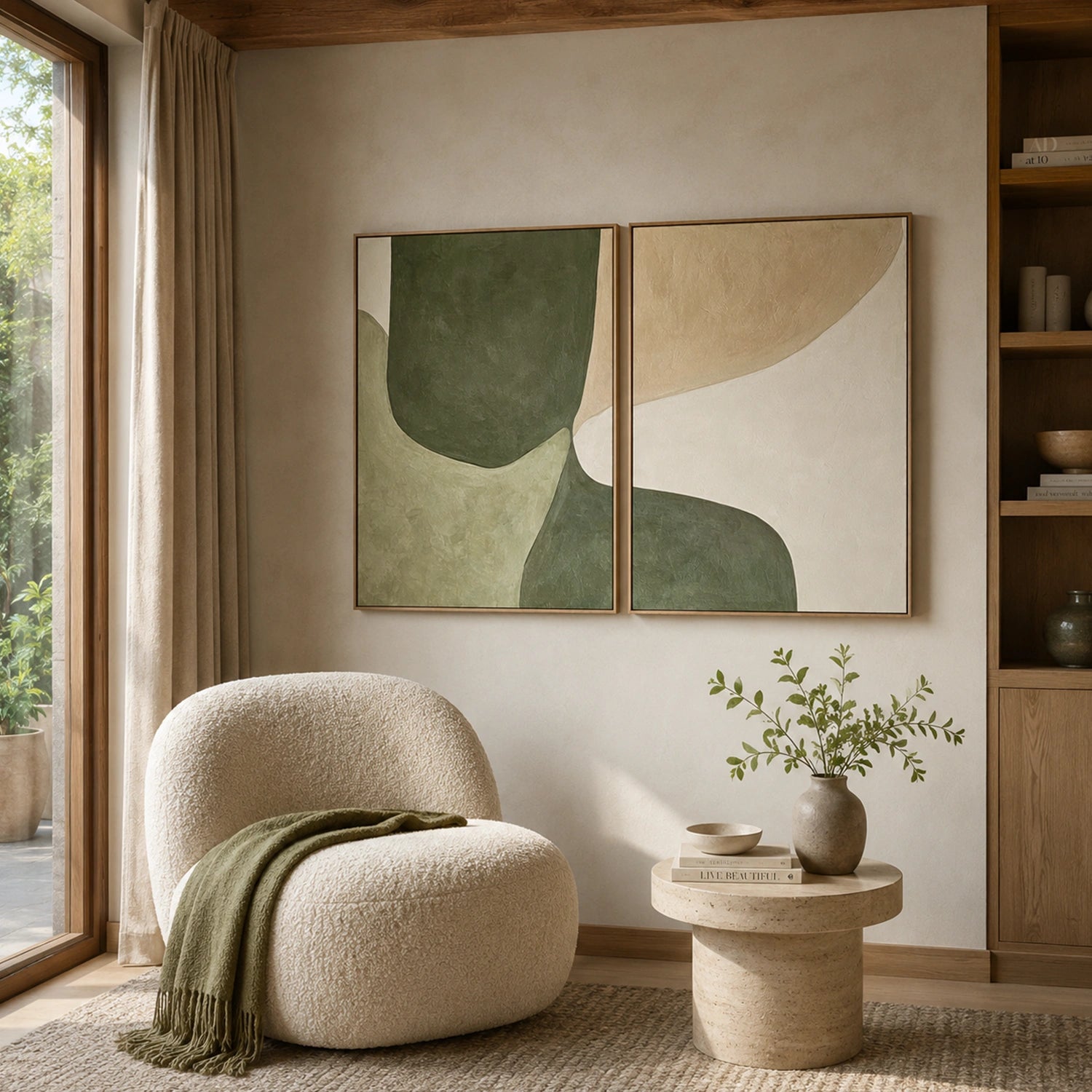Green Minimalist Canvas Art Set of 2 #MM405
