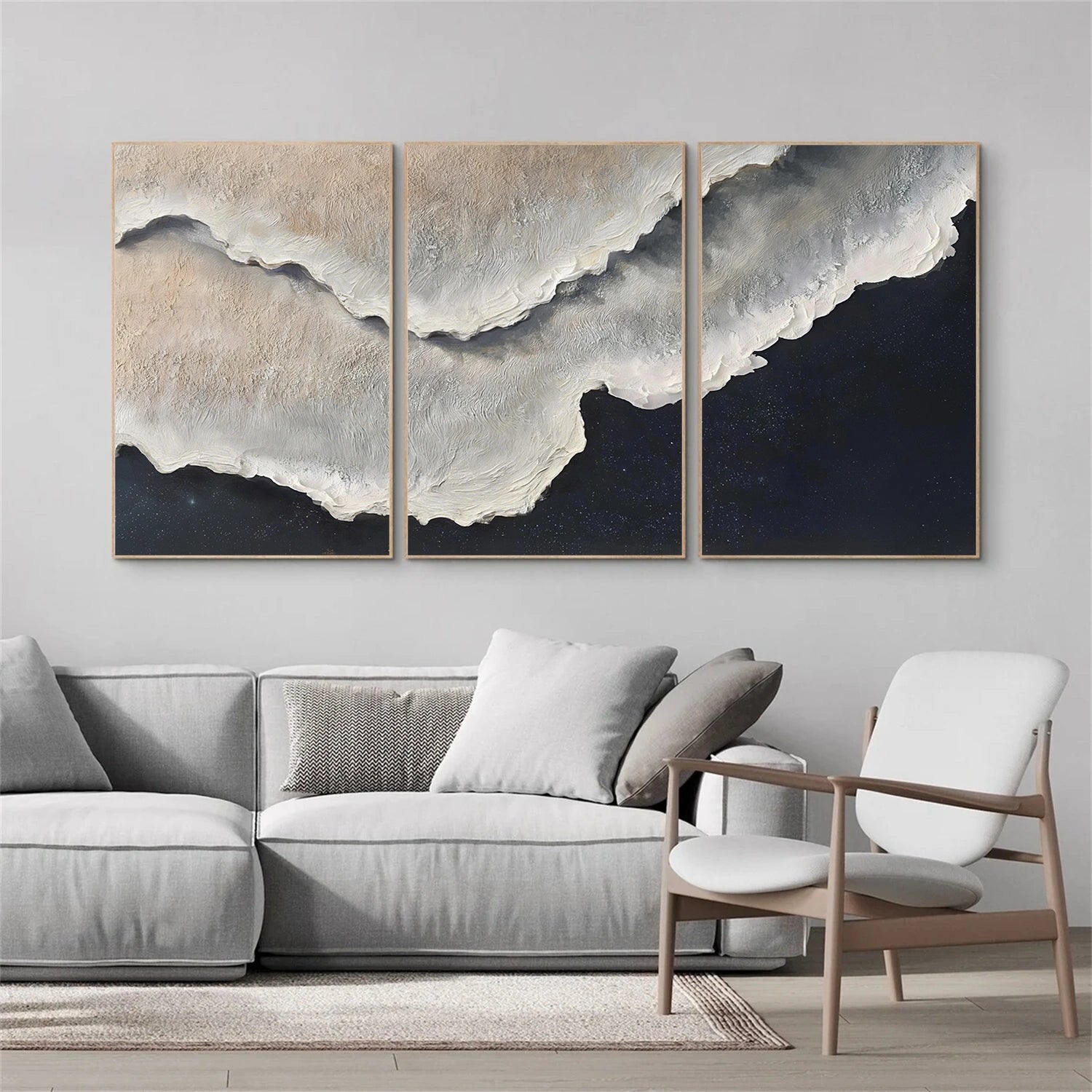 Sea & Sky Abstract Textured Wall Art Set of 3 #MS278