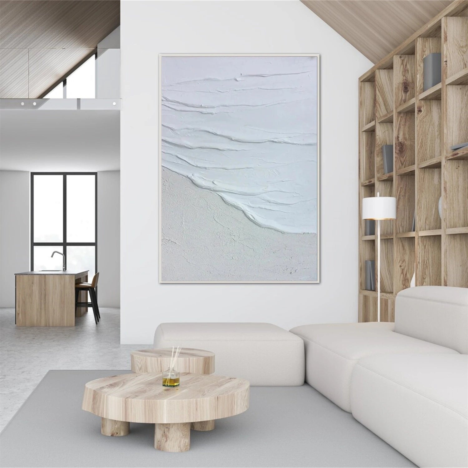 White Minimalist Textured Canvas Art #MM258