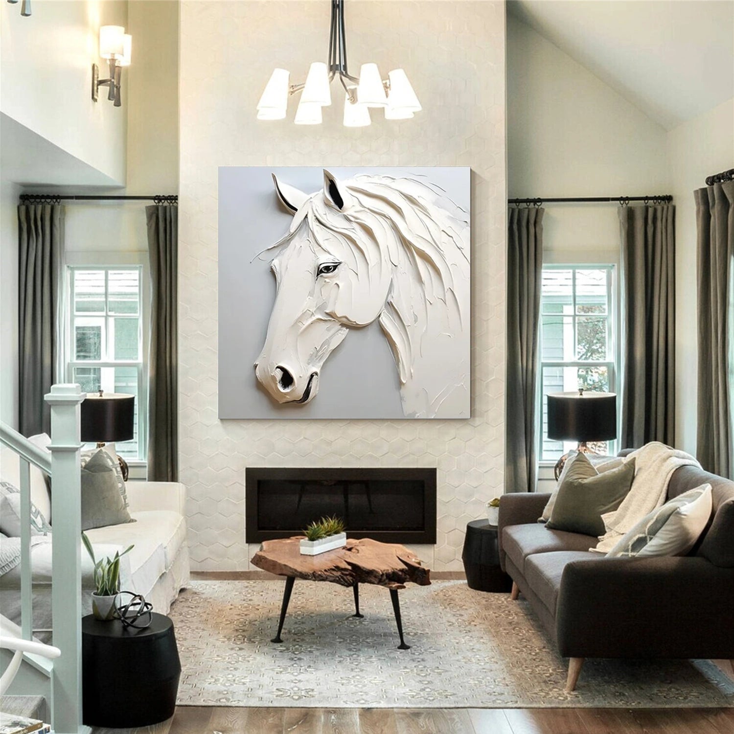 Abstract Animal Horse Textured Wall Art #AL130