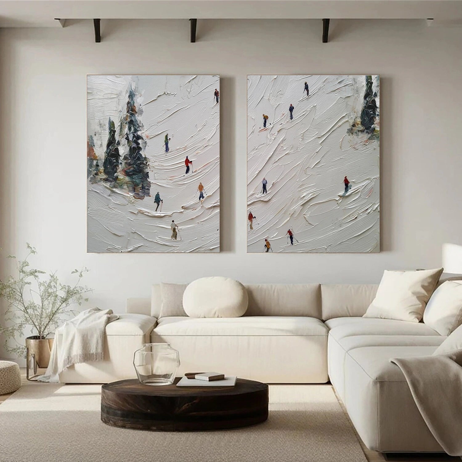 Skiing Sport Textured Wall Art Set of 2 #SA075