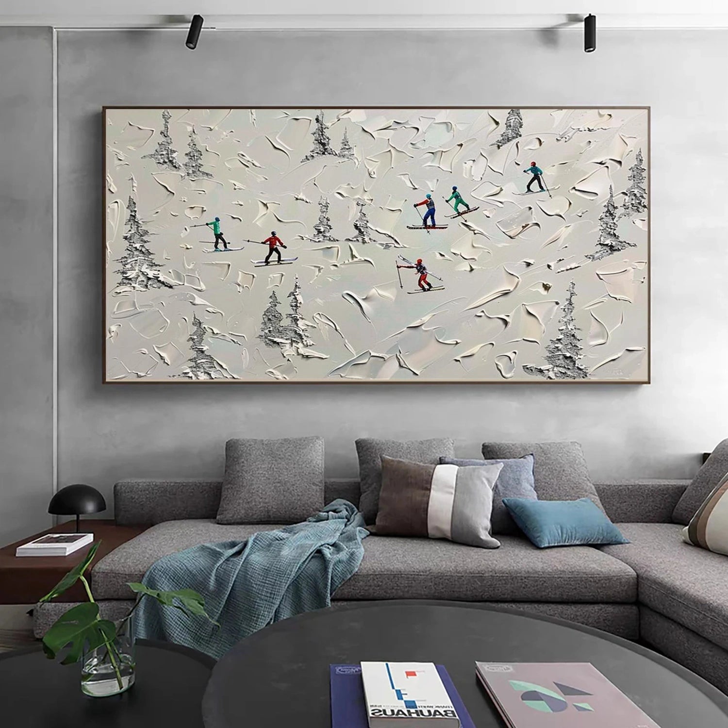 Skiing Sport Textured Wall Art #SA069
