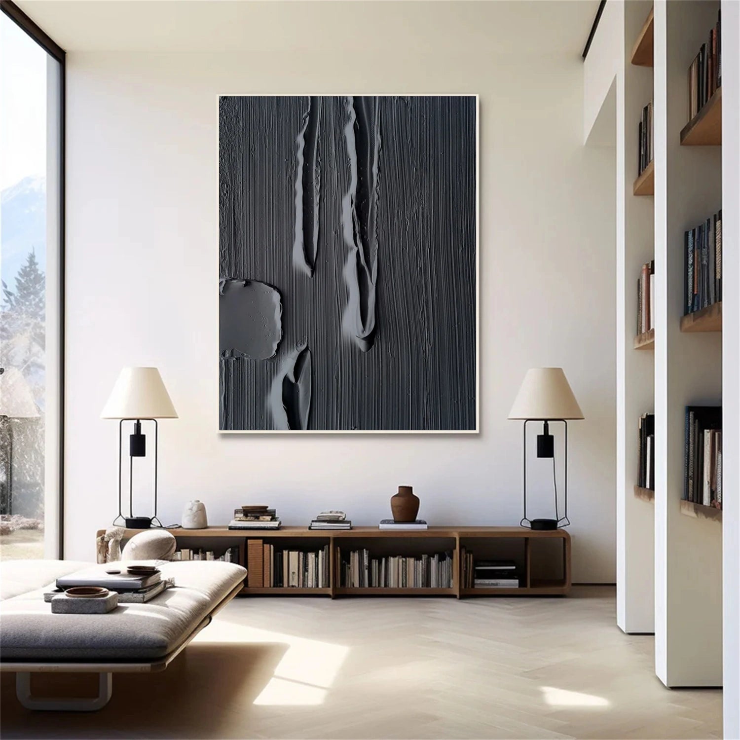 Black Minimalistic Textured Art #MM238