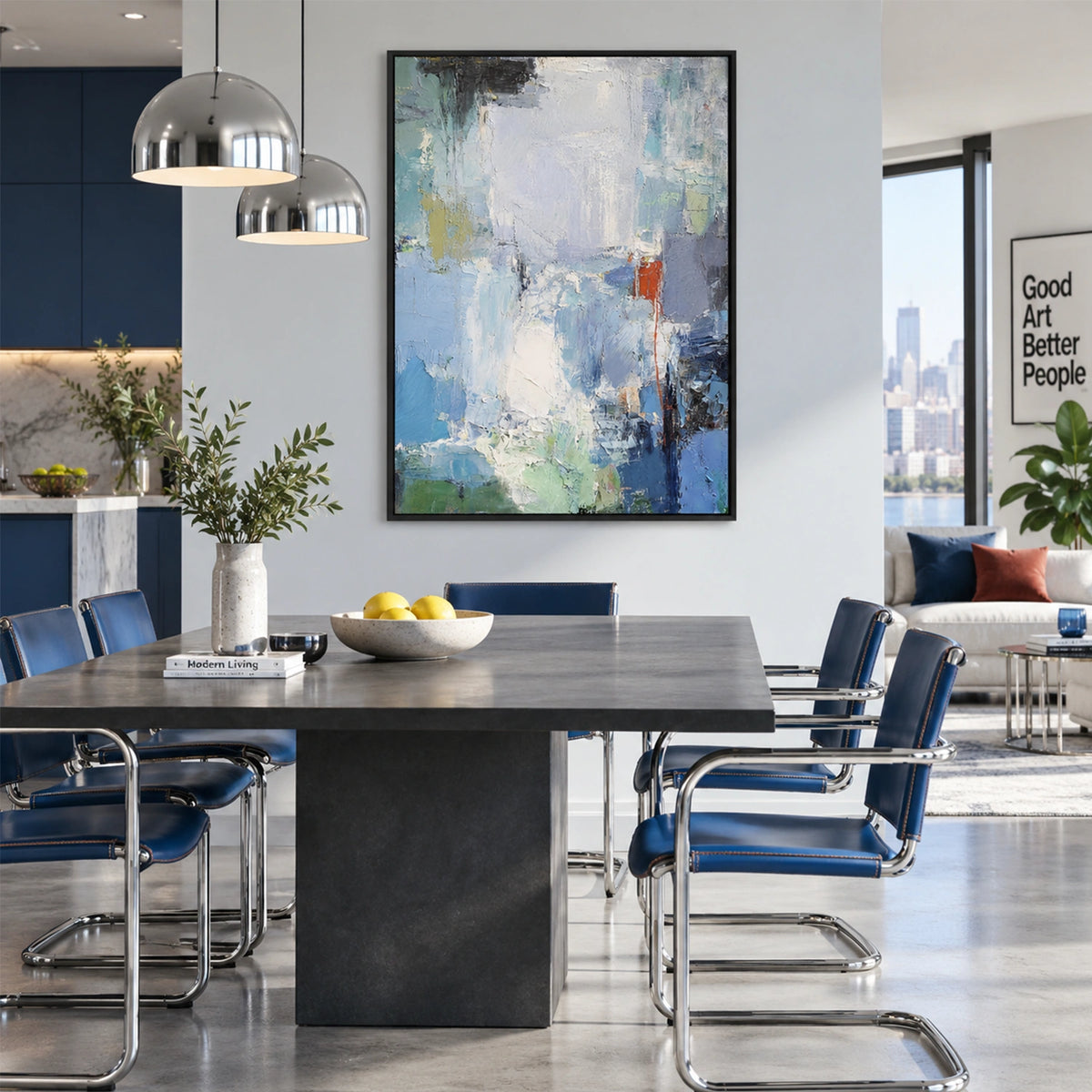 Blue Abstract Canvas Art #WS1146