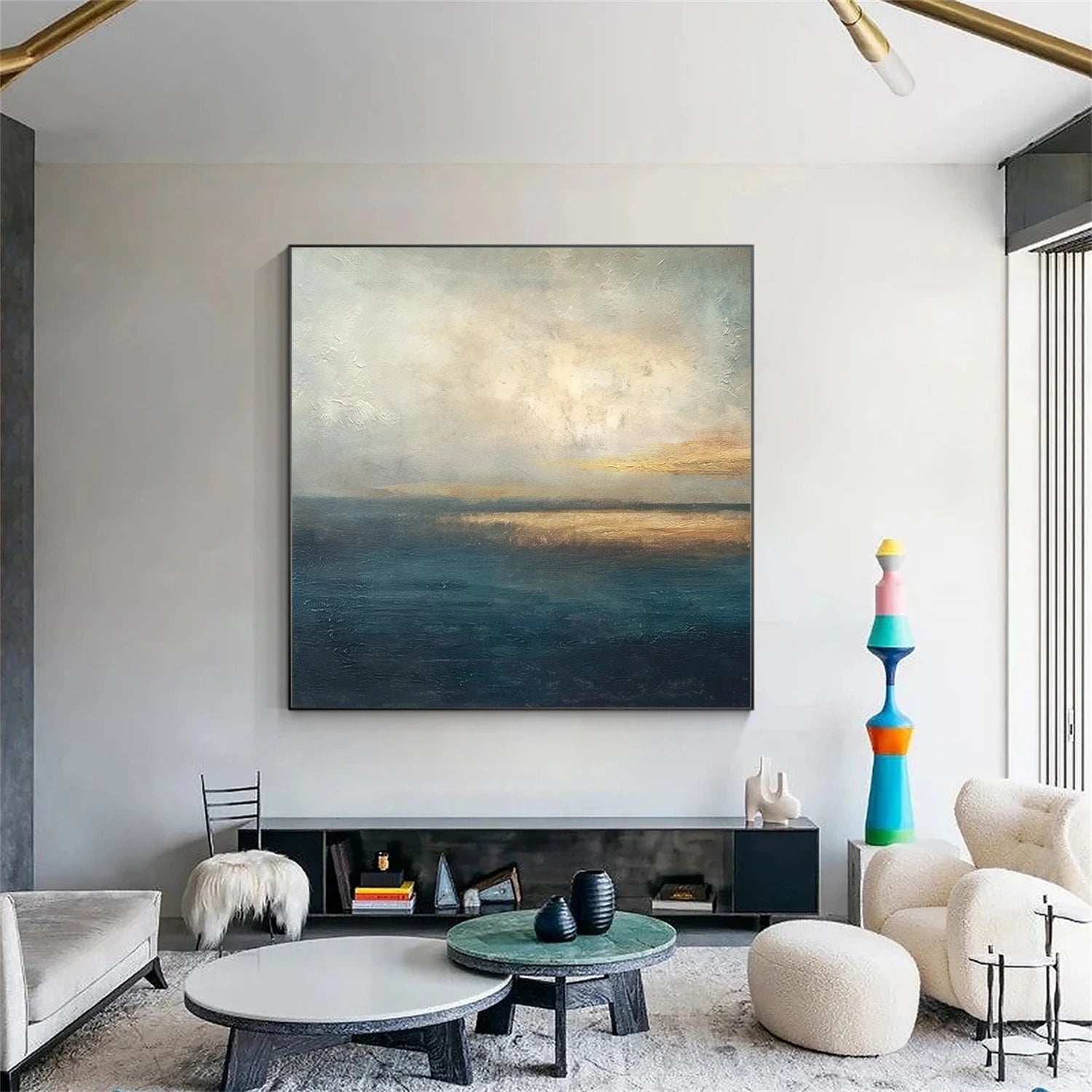 Blue and Gold Abstract Canvas Art #WS904