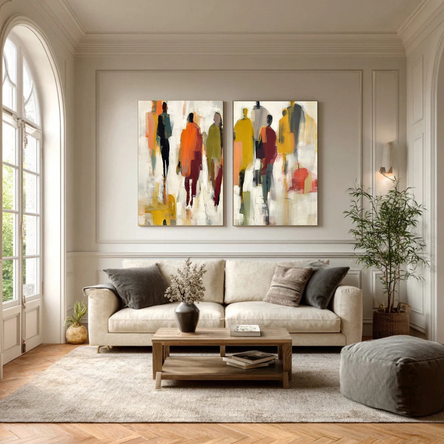 Colorful Abstract Portrait Wall Art Set of 2 #AP088