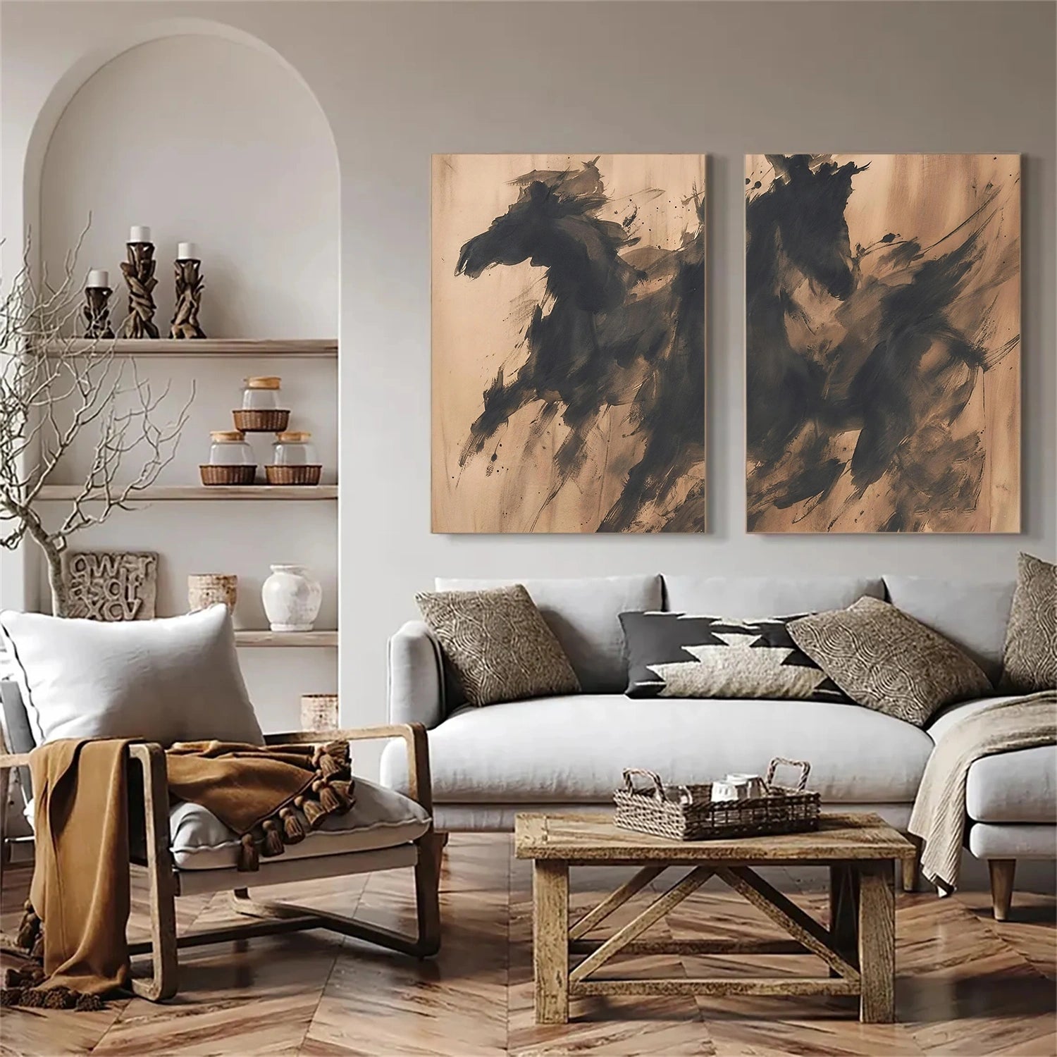 Abstract Animal Horse Wall Art Set of 2 #AL177