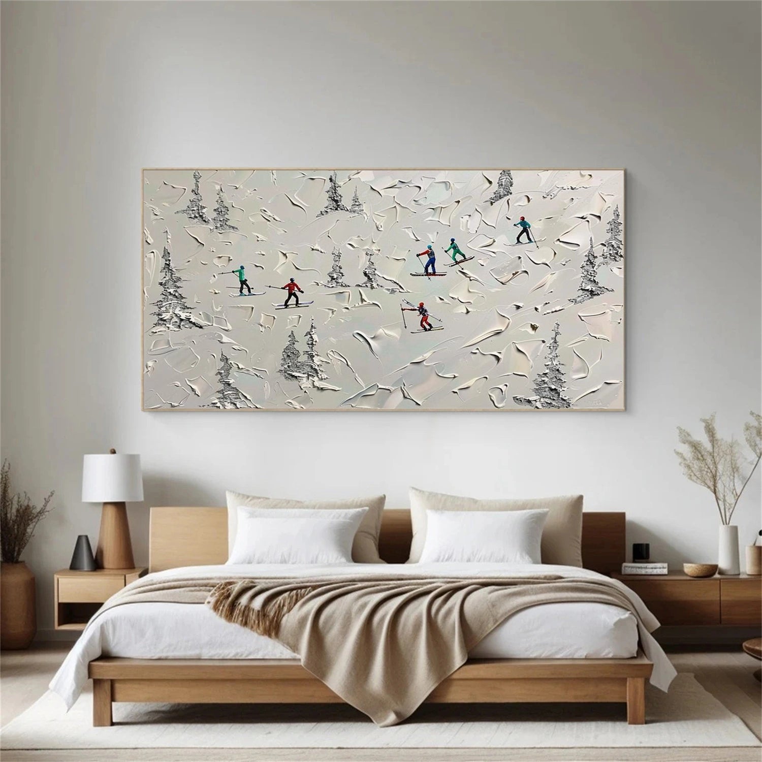 Skiing Sport Textured Wall Art #SA069