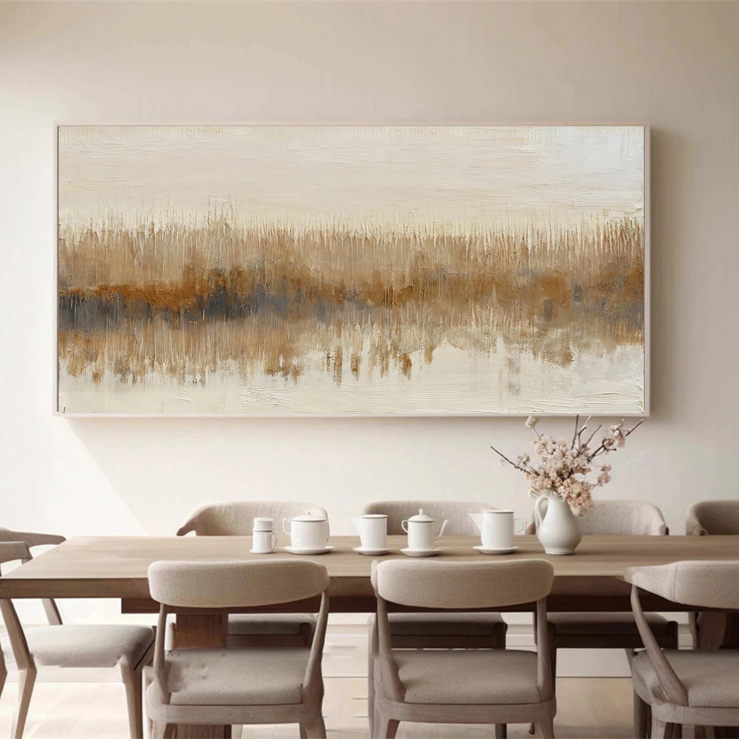 Beige and Brown Abstract Canvas Art #WS892
