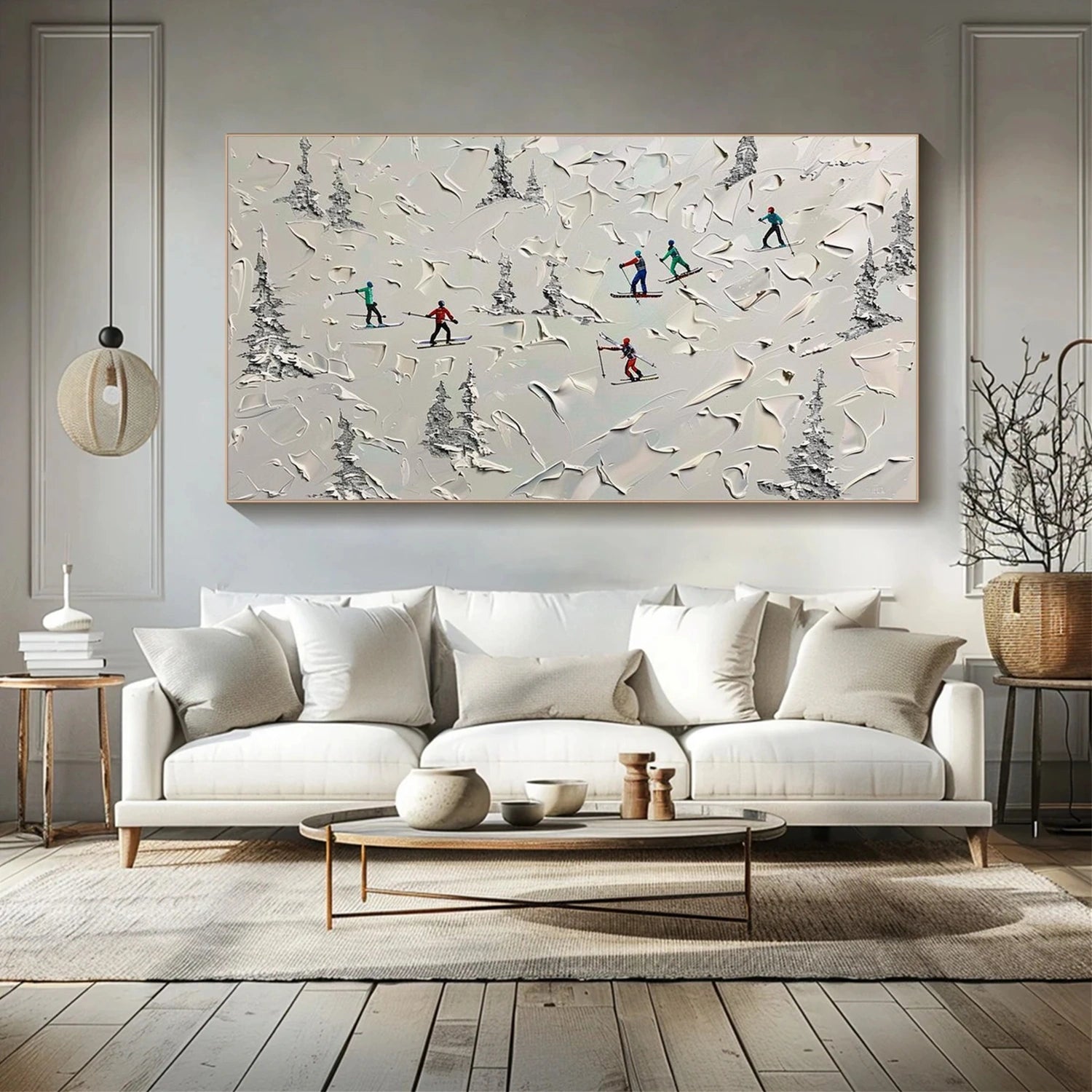 Skiing Sport Textured Wall Art #SA069