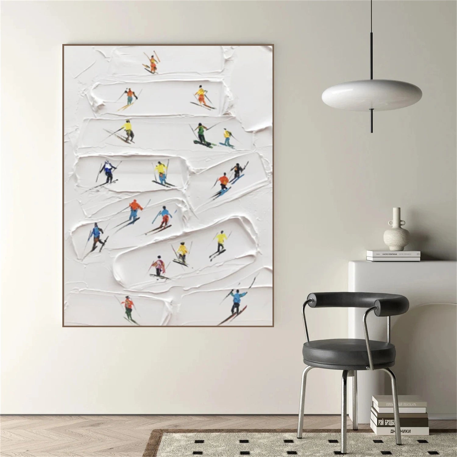 Skiing Sport Textured Wall Art #SA055