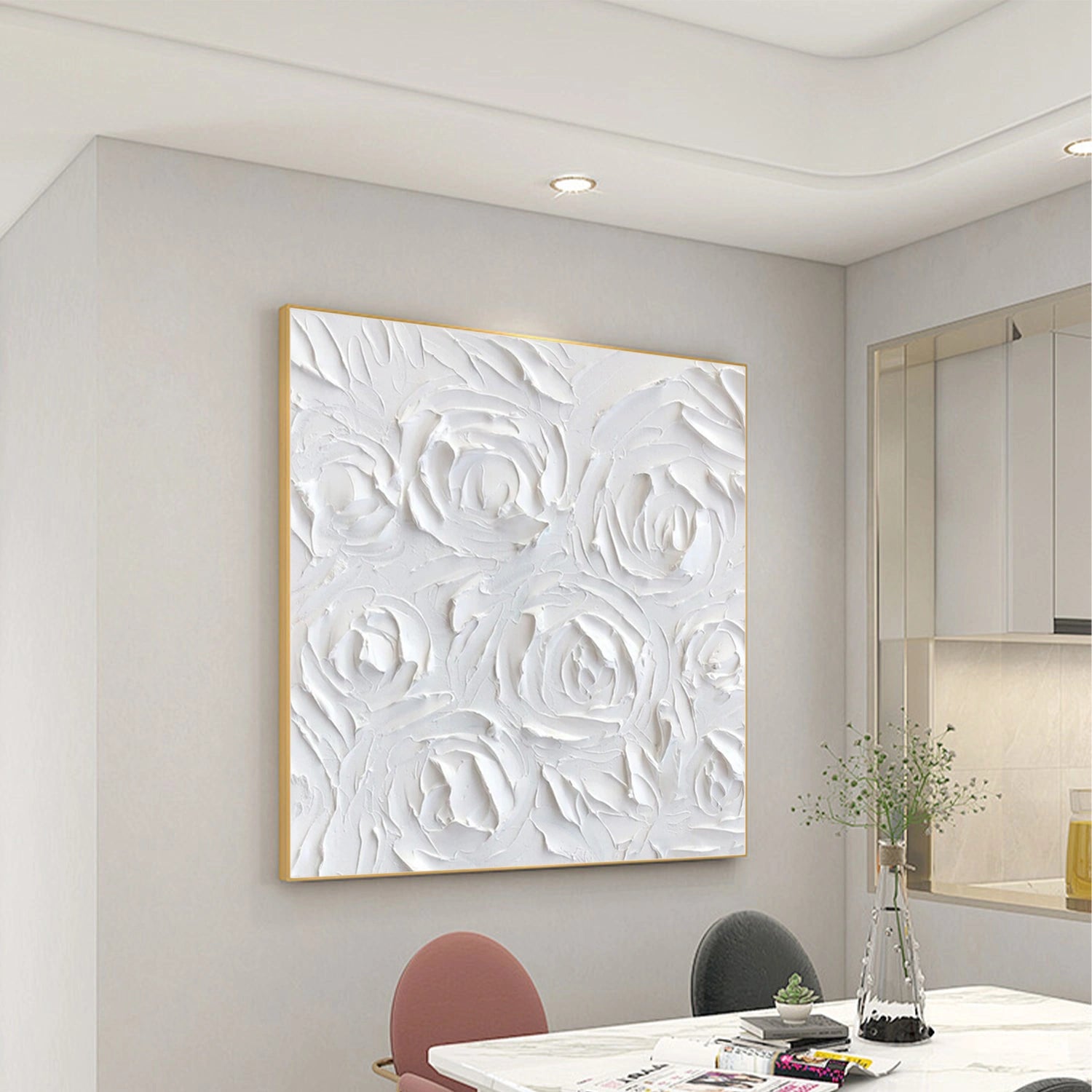 White Minimalistic Textured Art #MM235