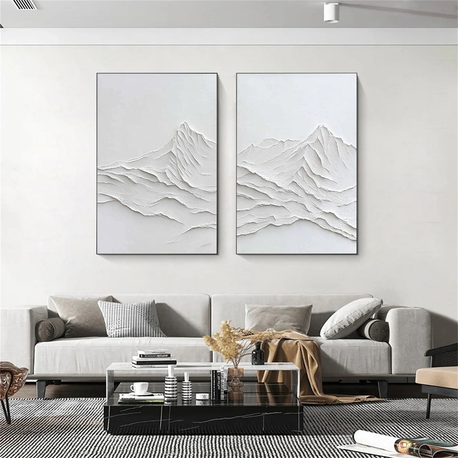 Minimalist Mountain Textured Canvas Art Set of 2 #MM349